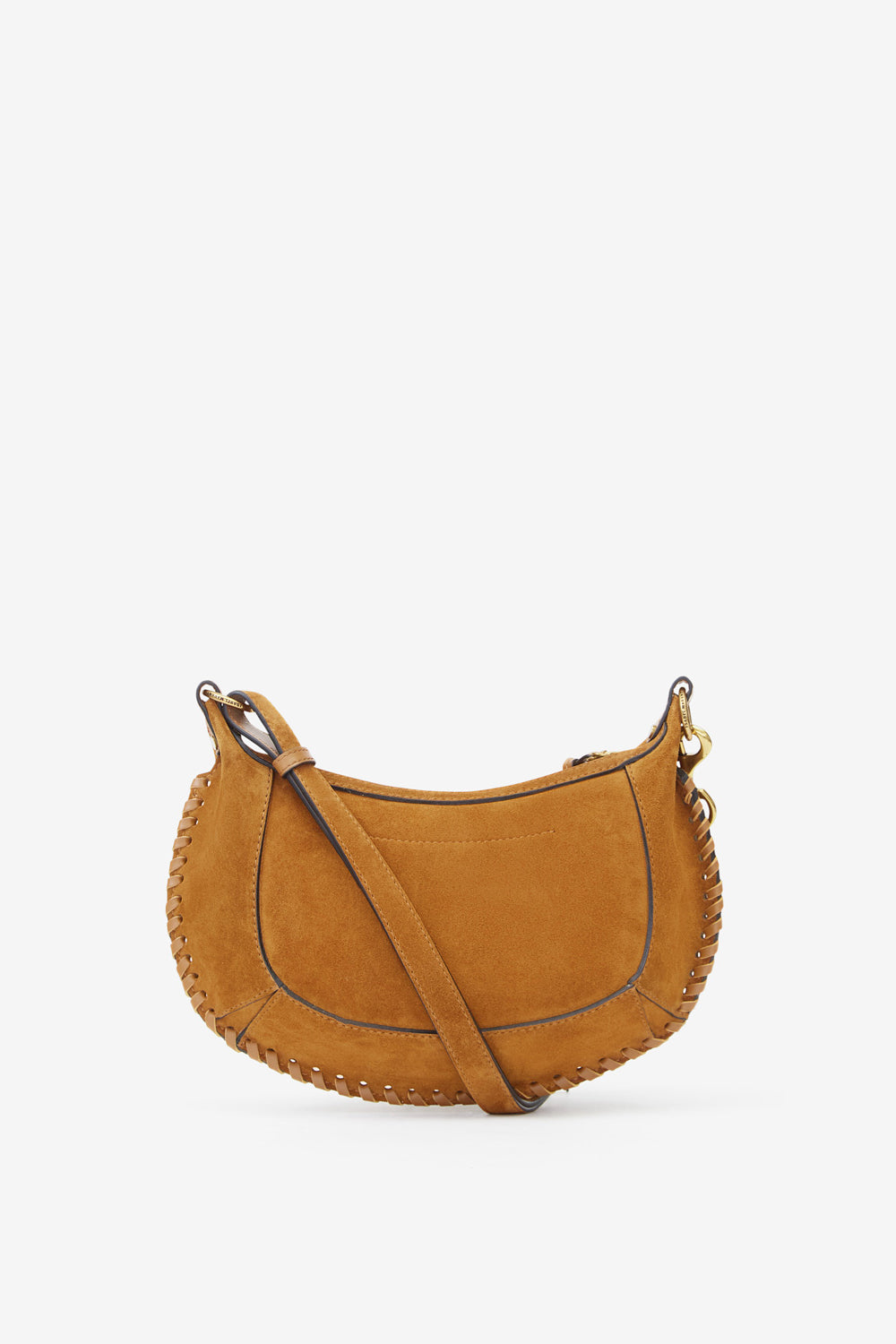 Oskan moon shoulder bag in braided suede calfskin leather - Cognac - Woman - 2