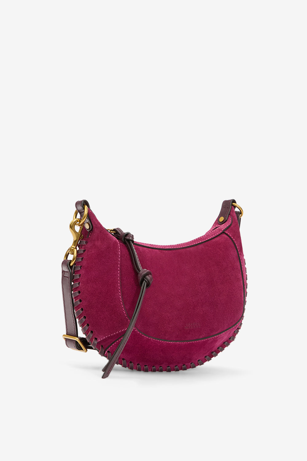 Oskan moon suede calfskin leather shoulder bag - Plum - Woman - 5