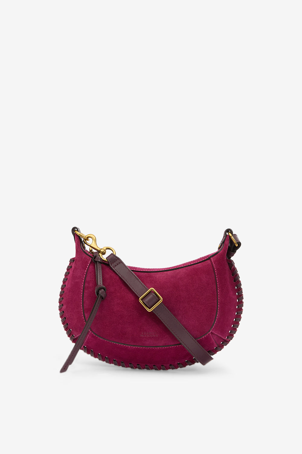 Oskan moon suede calfskin leather shoulder bag - Plum - Woman - 1