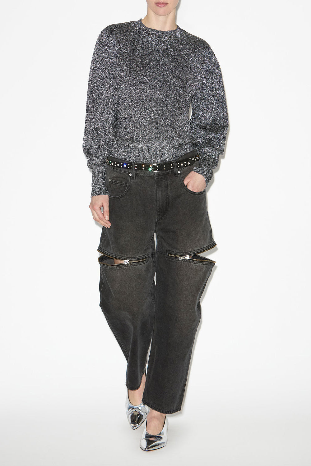 Pull kelaya en maille lurex à logo - Argent - Woman - 2