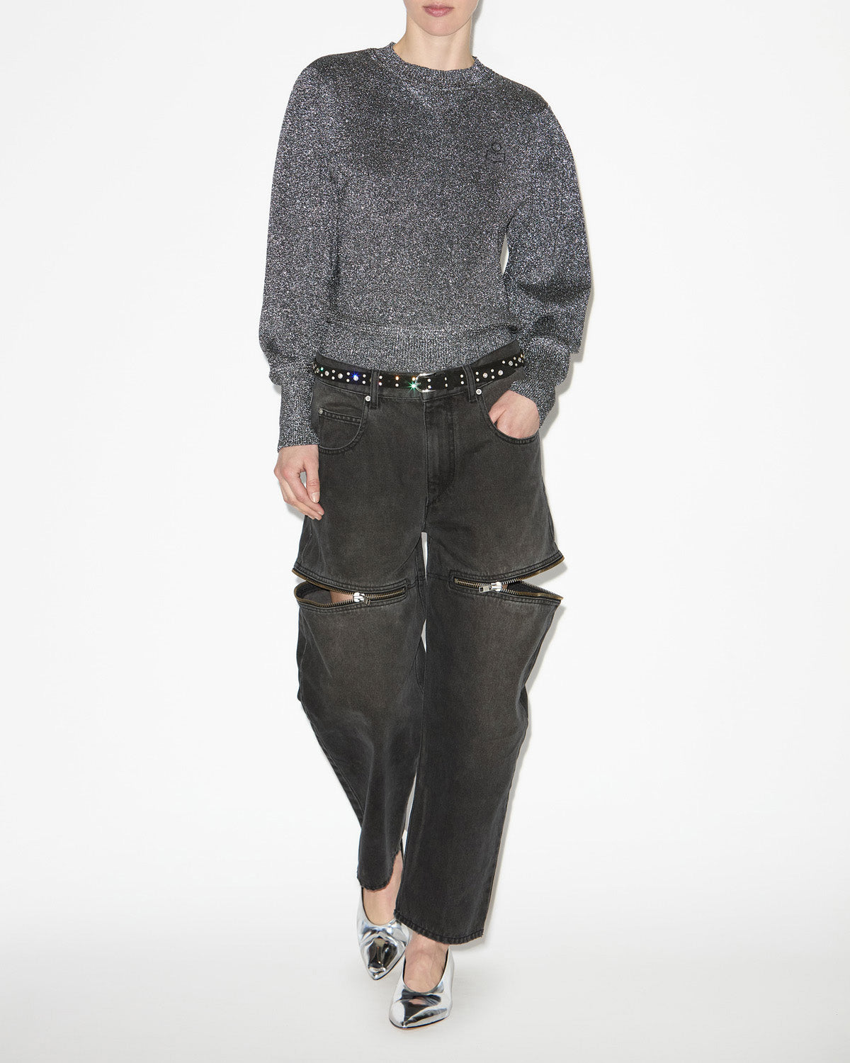 Maglione kelaya in filato lurex con logo - Argento - Woman - 1