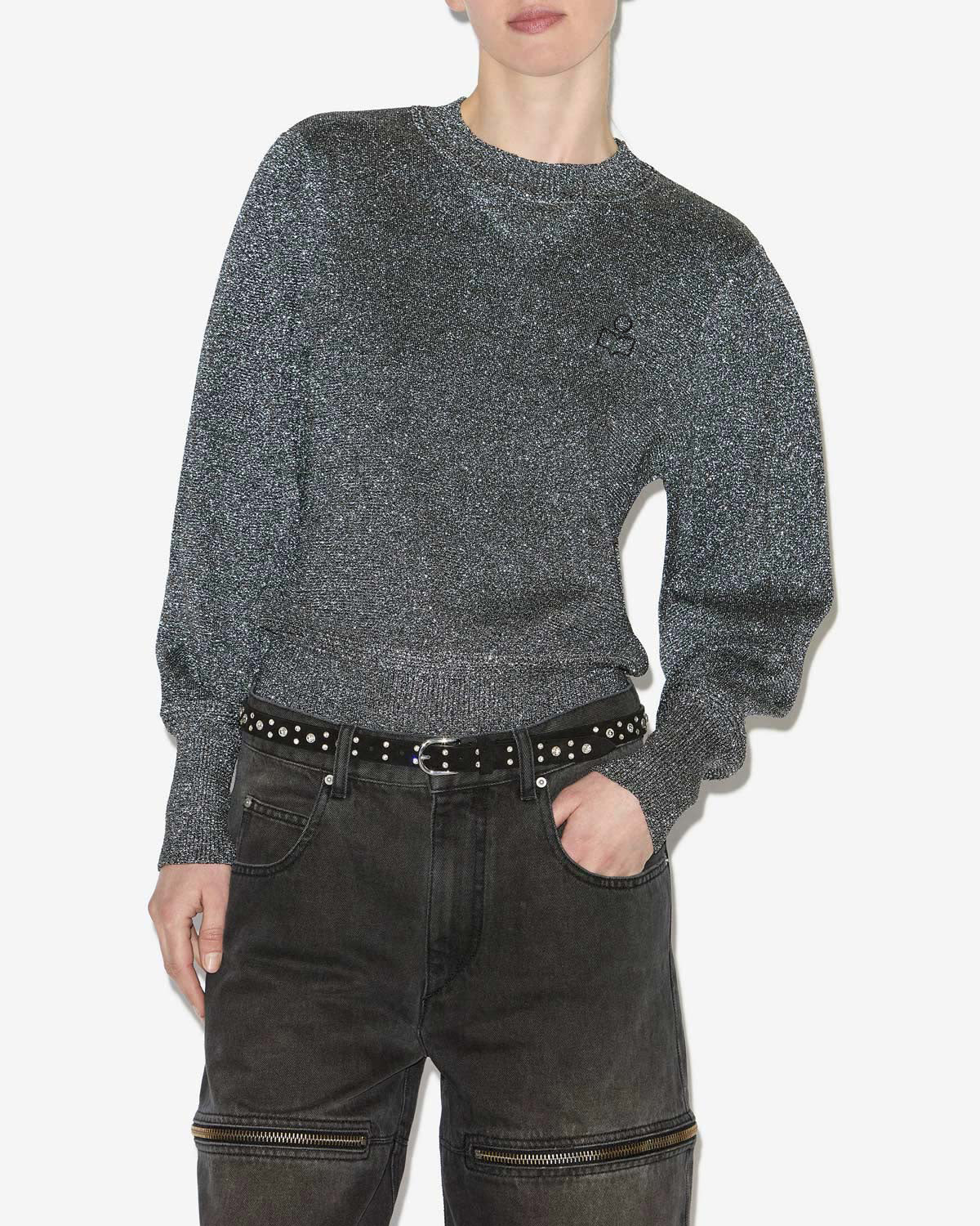 Maglione kelaya in filato lurex con logo - Argento - Woman - 3