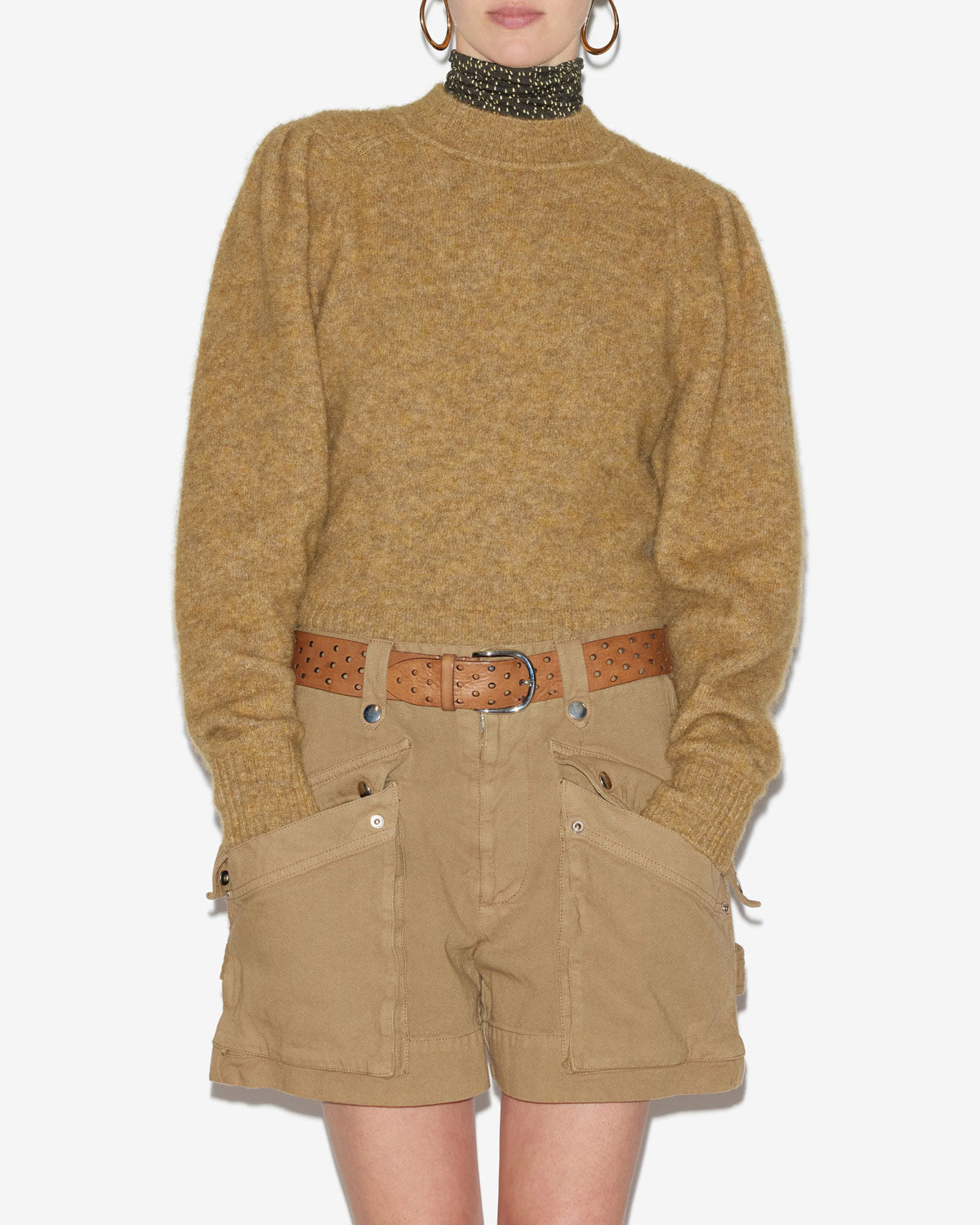 Onnie sweater in plain-colored alpaca knit - Honey - Woman - 3