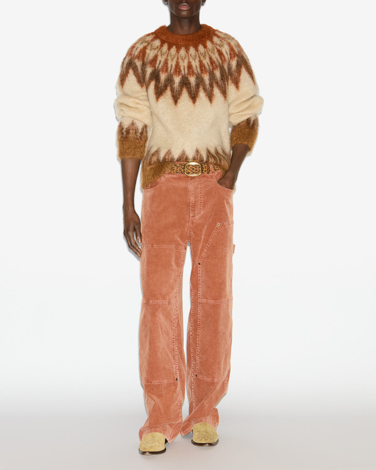 Maglione nicolas in mohair con motivo fair isle - Arancia - Man - 1