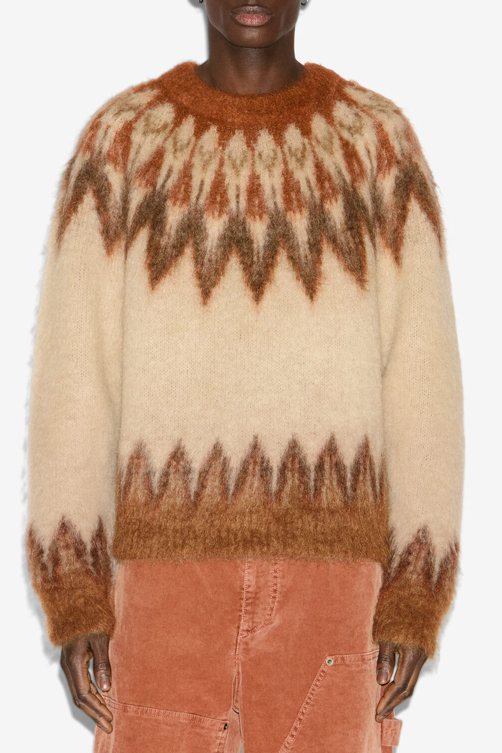 Jersey nicolas de mohair con motivos fair island - Naranja - Man - 4