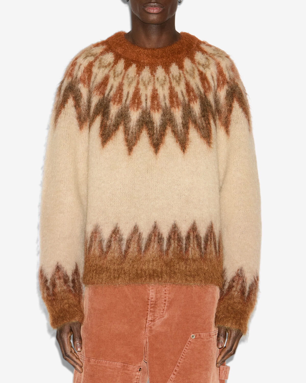 Maglione nicolas in mohair con motivo fair isle - Arancia - Man - 3