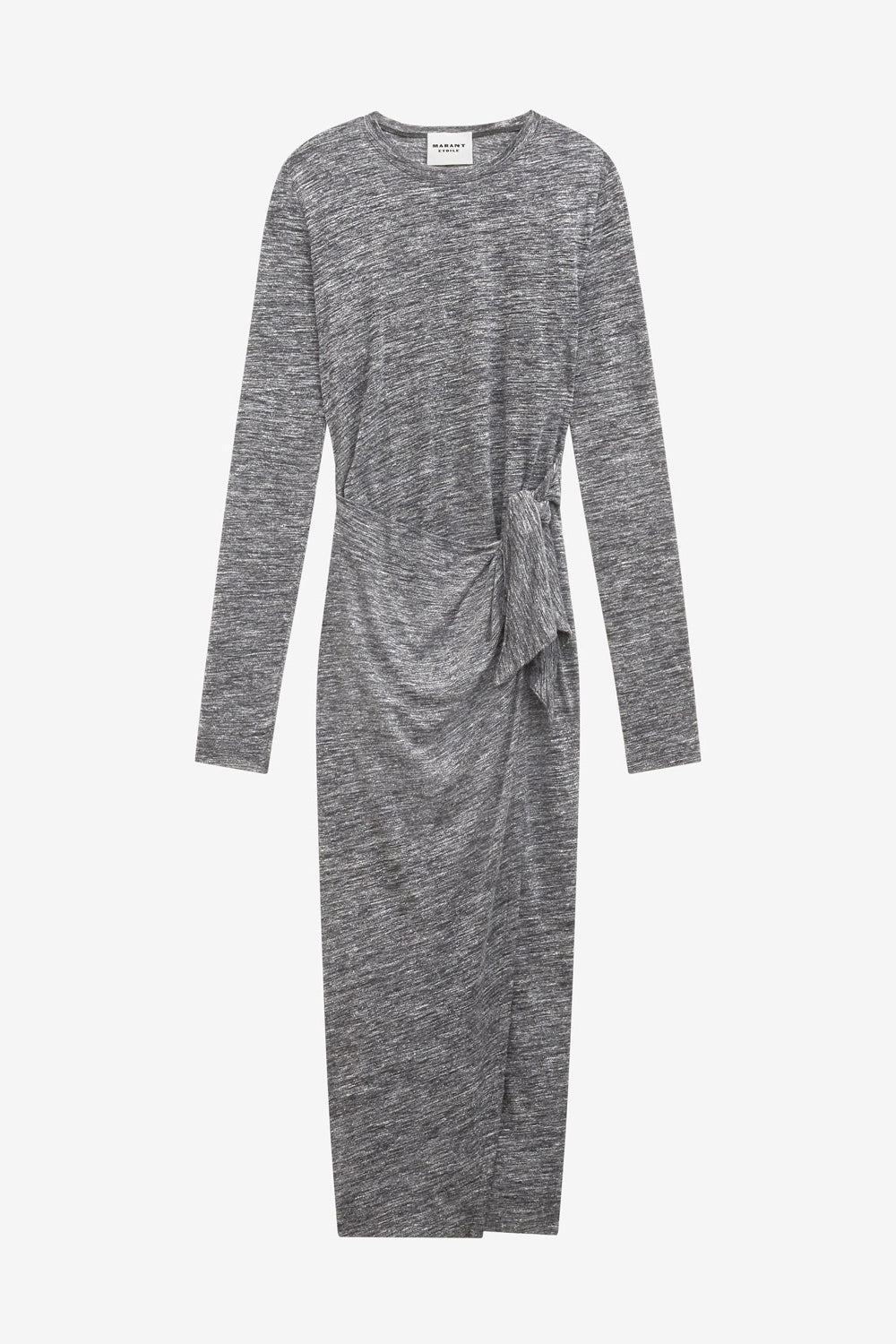 Vestido lisy drapeado de punto liso - Anthracite - Woman - 1