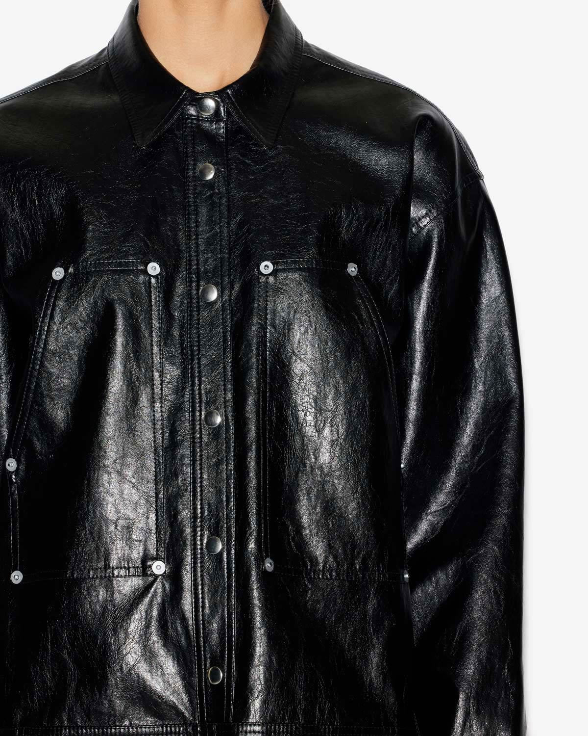 Abito ayali corto a camicia effetto pelle - Nero - Woman - 2