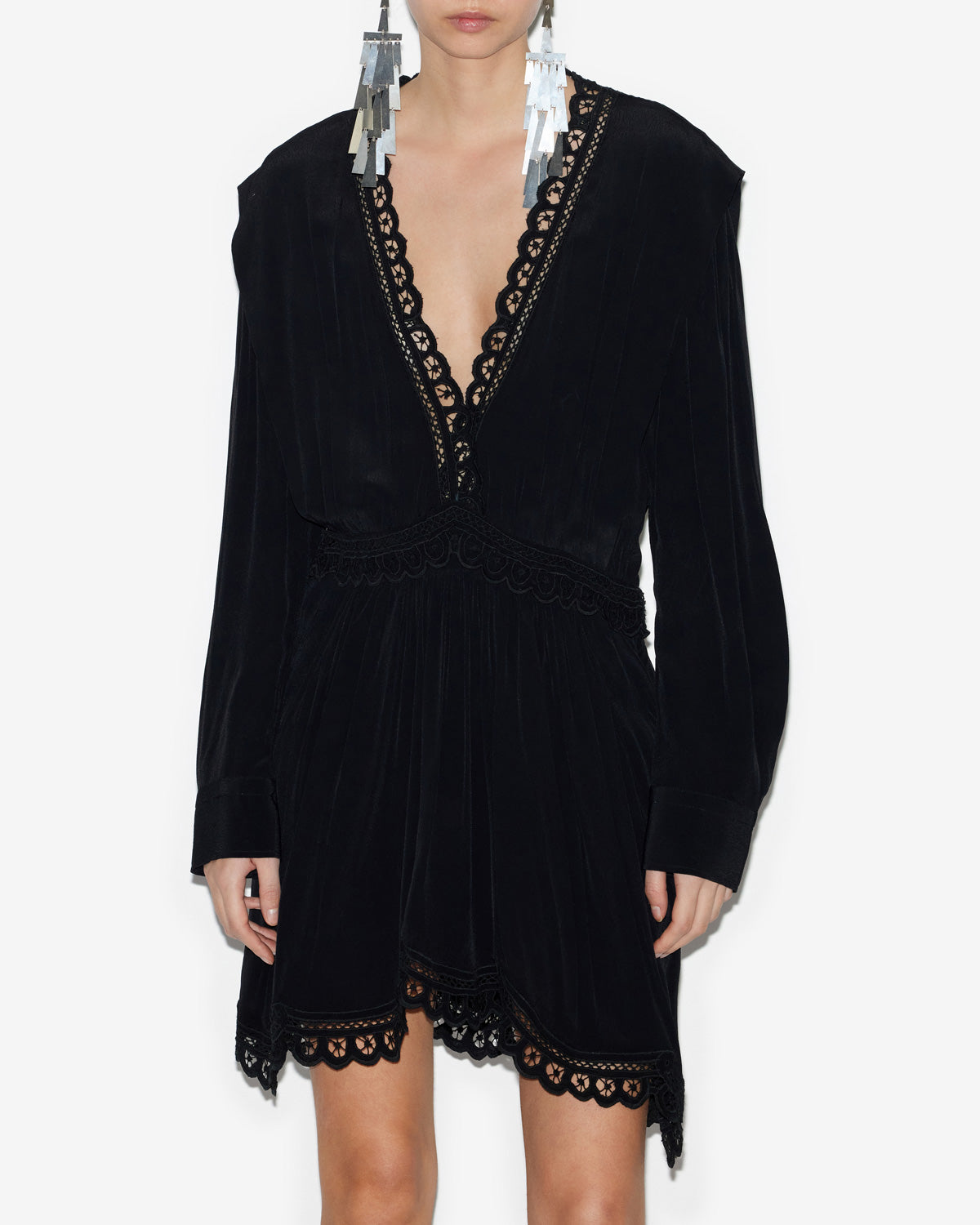 Felie short dress with english embroidery - Black - Woman - 3