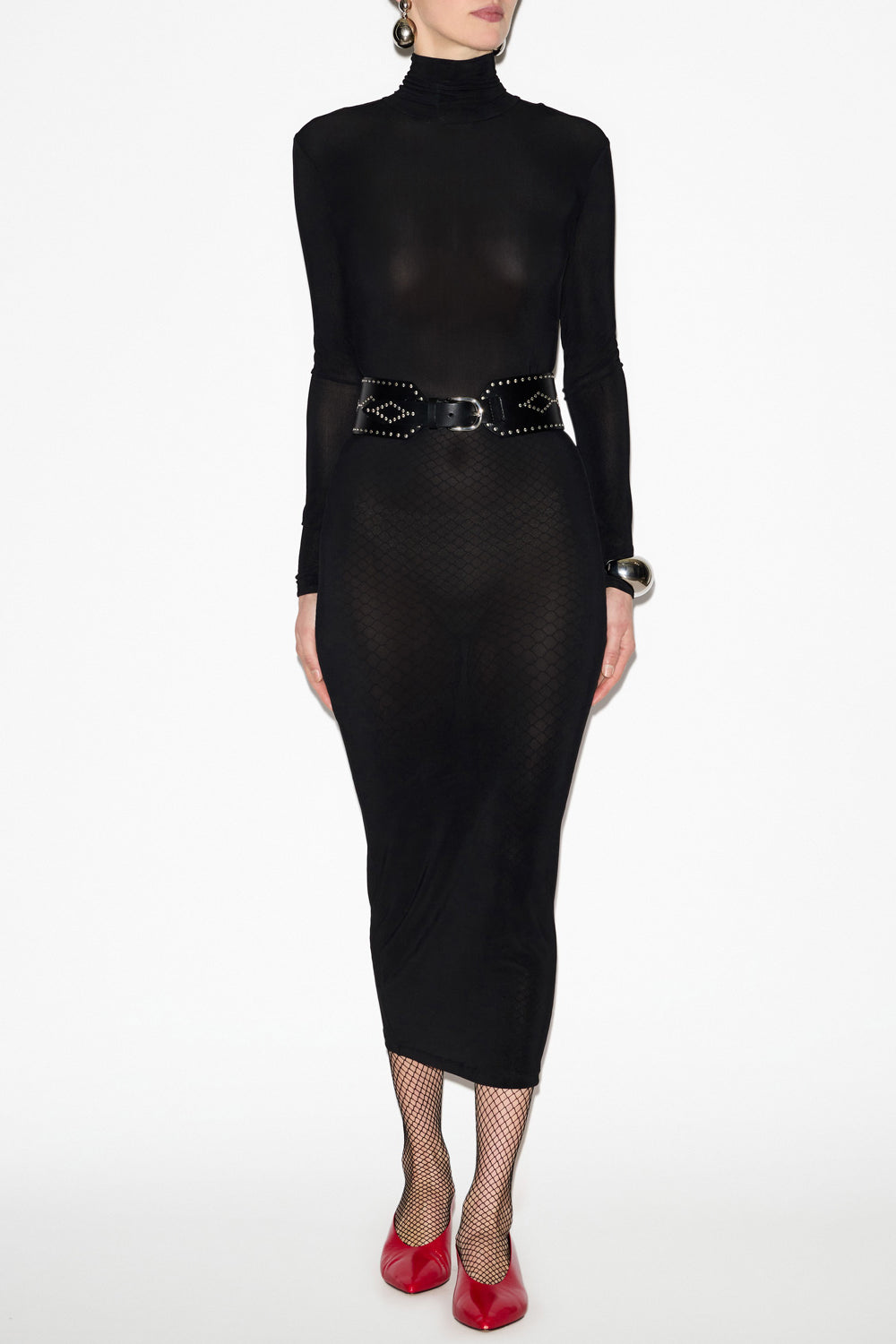 Vestido vanessa de punto liso con cuello alto - Negro - Woman - 2