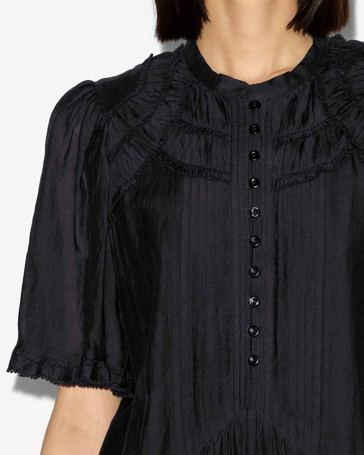 Abito corto celyana in cotone arricciato - Nero - Woman - 2