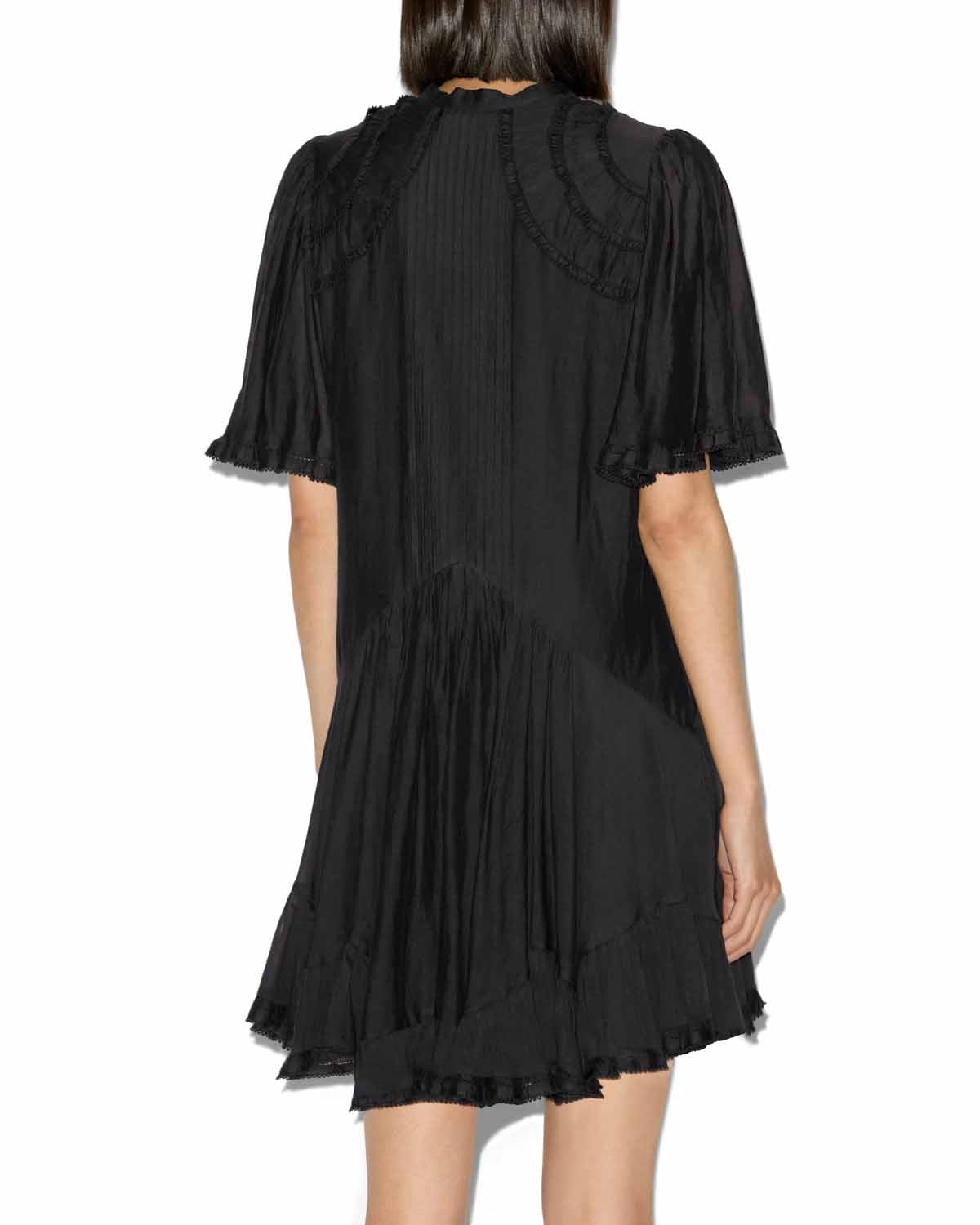 Abito corto celyana in cotone arricciato - Nero - Woman - 4