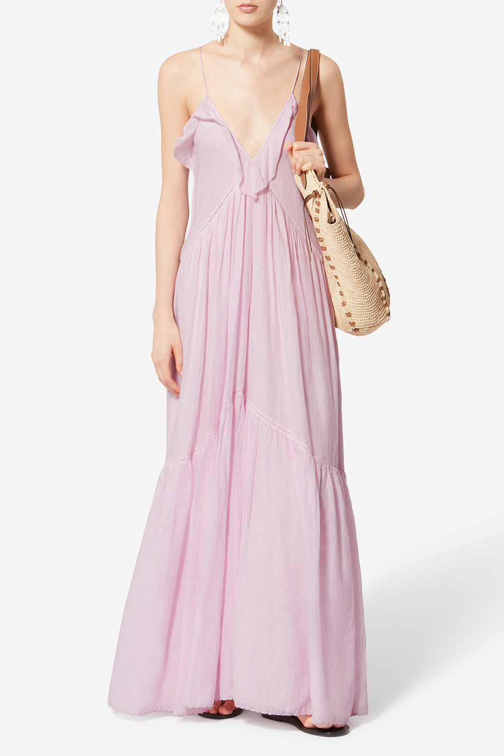 Vestido de tirantes vasma de voile de algodón - Light pink - Woman - 2