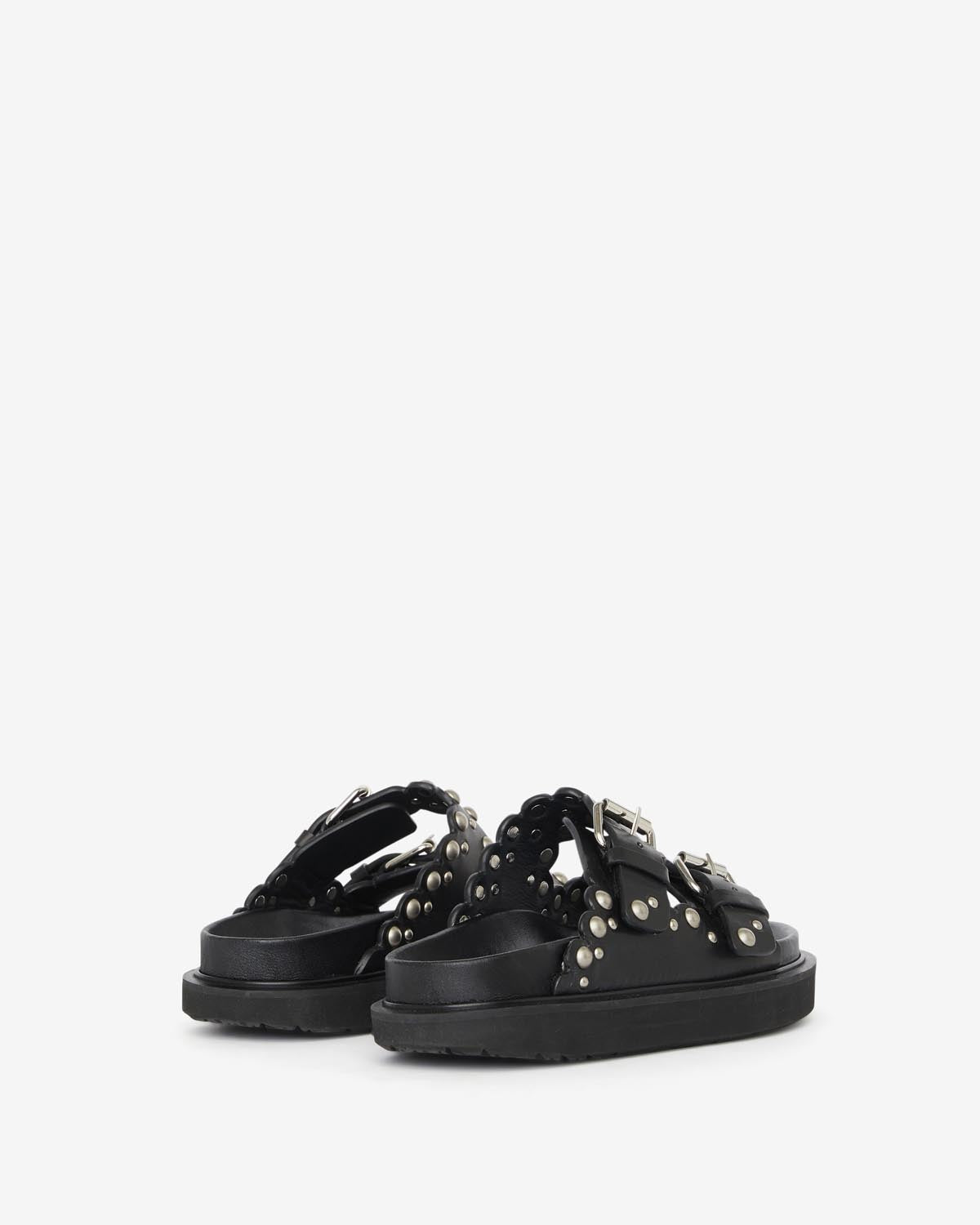 Sandales plates en cuir clouté lennya - Noir et argenté - Woman - 2