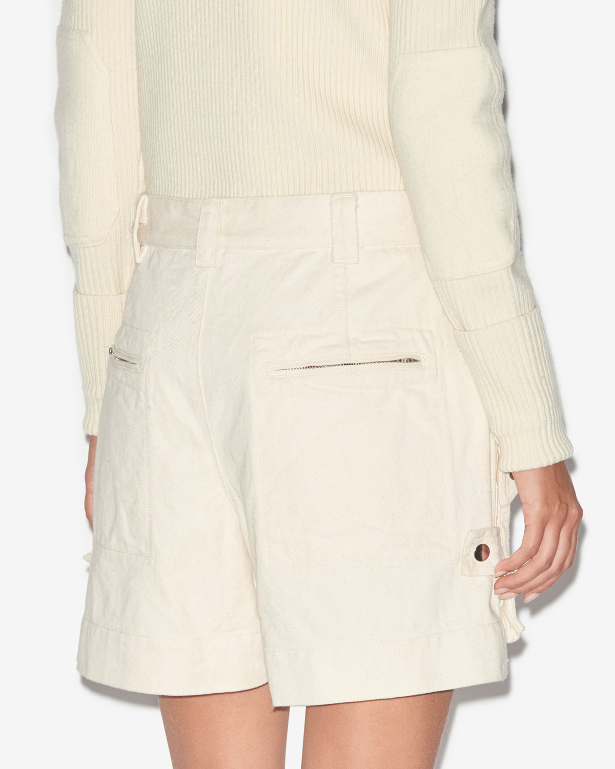 Jemmy workwear style shorts in plain-colored cotton - Ecru - Woman - 4