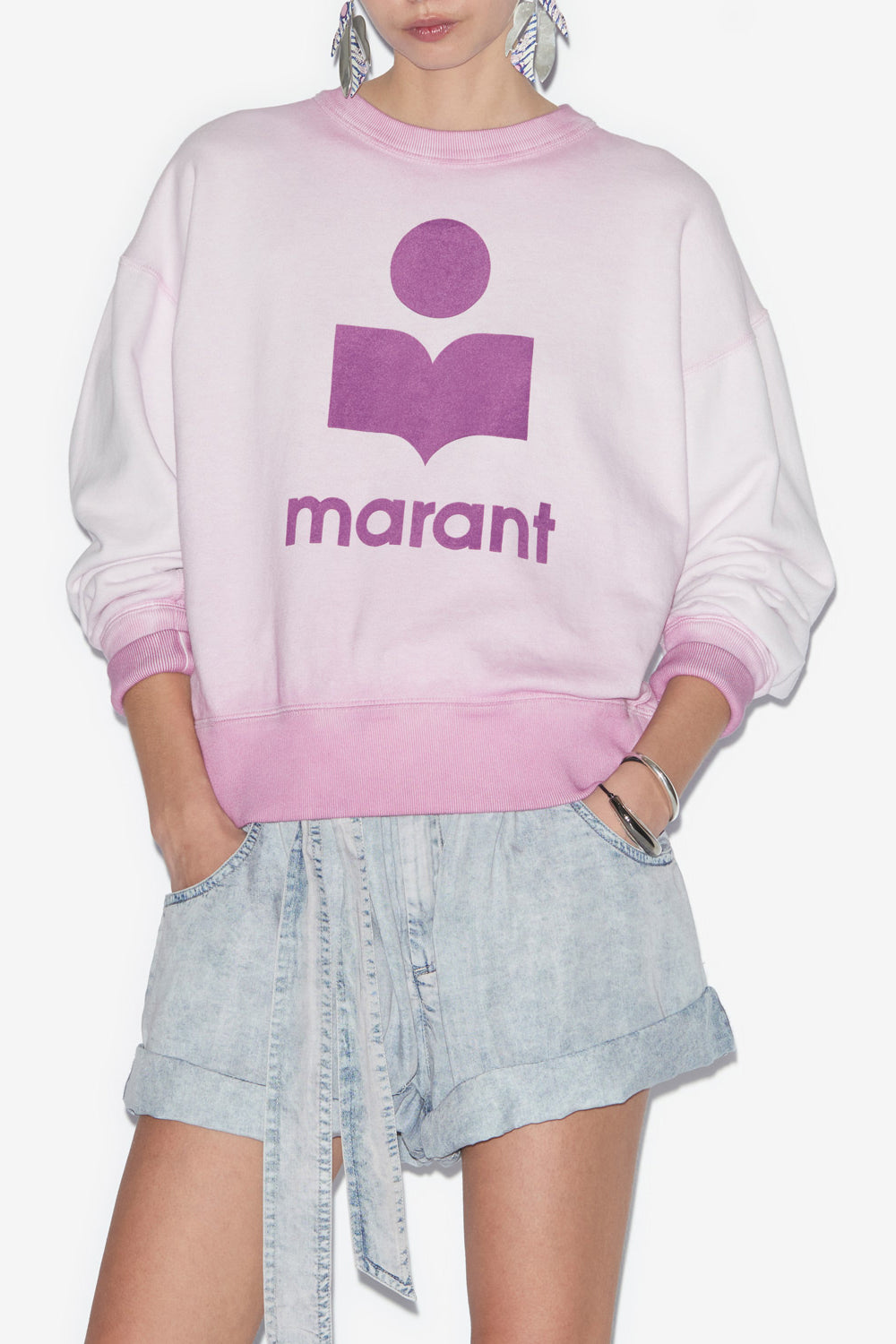 Felpa mobily con logo in cotone effetto lavato - Lilac - Woman - 4