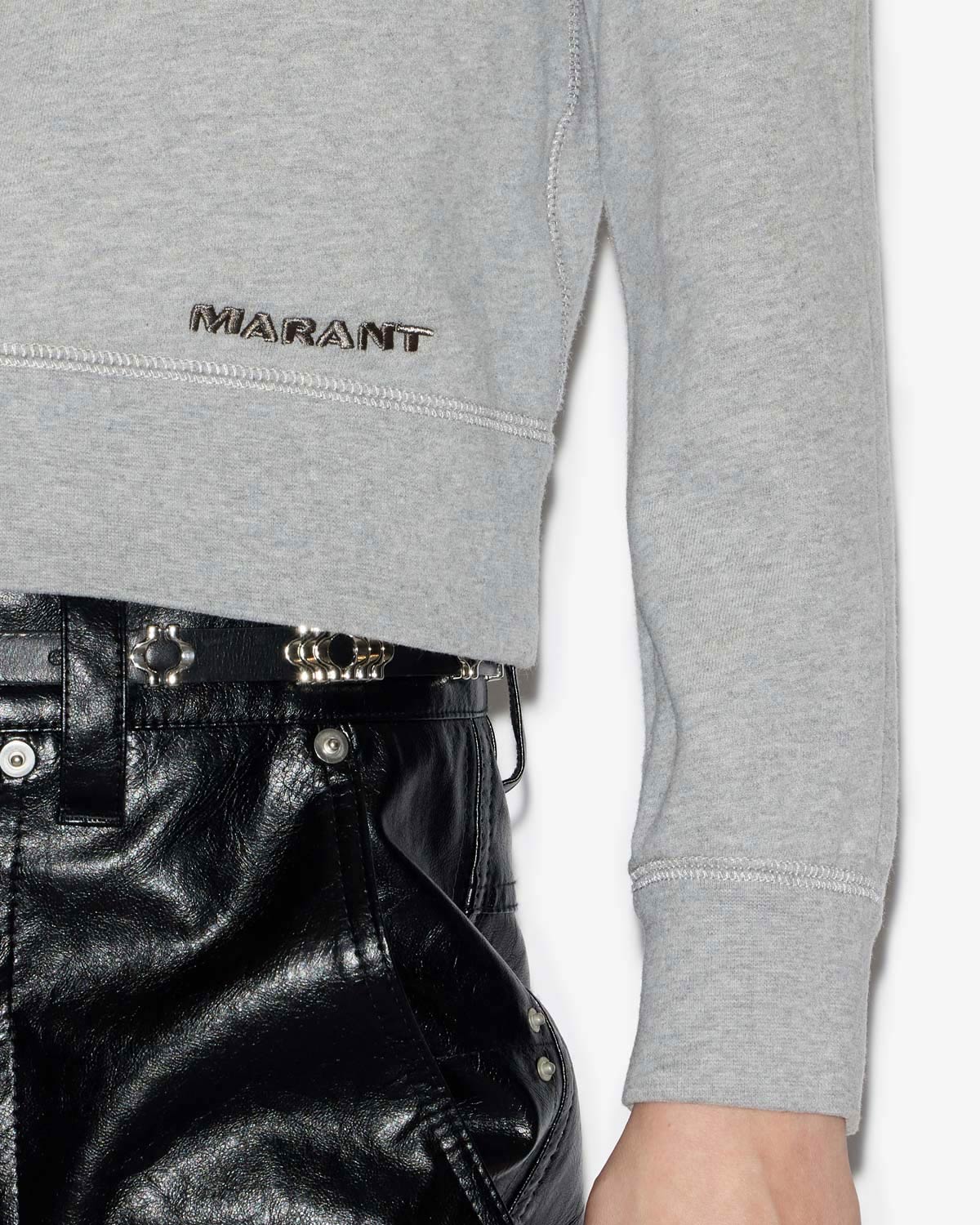 Sweatshirt prissa en coton à épaules structurées - Gris - Woman - 2