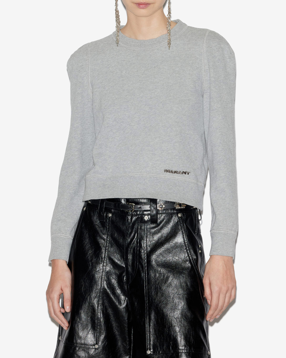 Sweatshirt prissa en coton à épaules structurées - Gris - Woman - 3