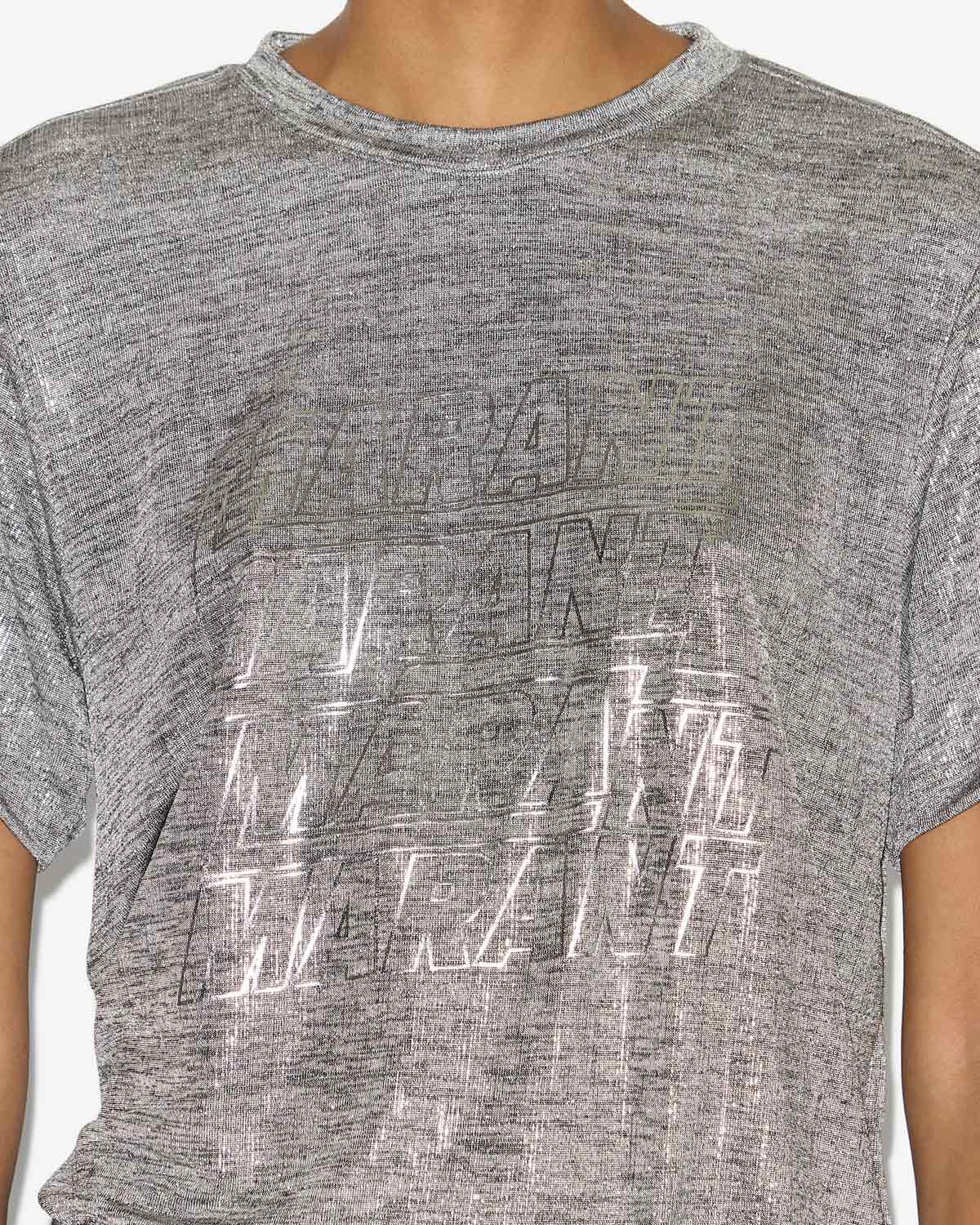 Zoeline metallic jersey t-shirt with logos - Gray-silver - Woman - 2