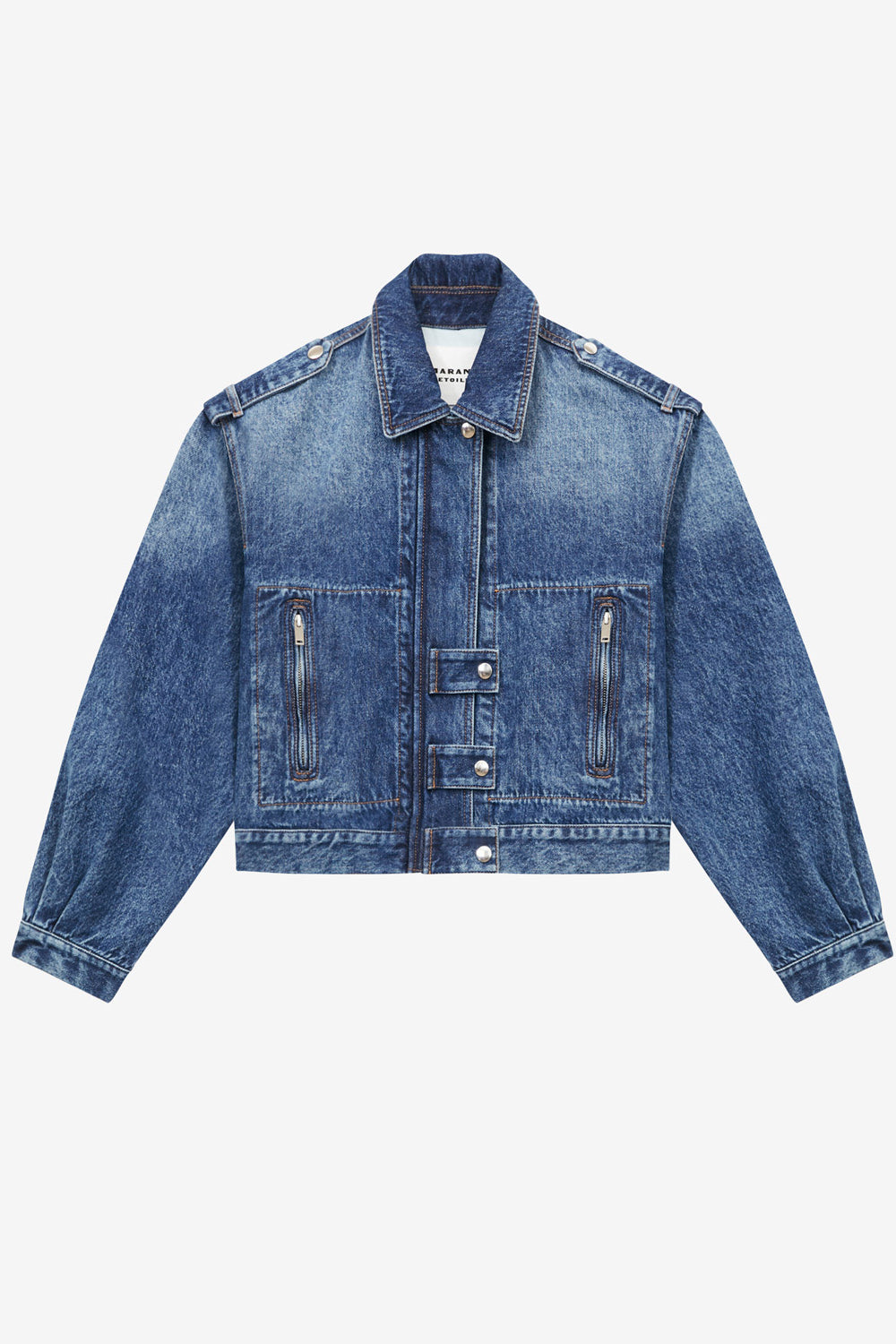 Veste courte workwear en denim uni julie - Bleu - Woman - 1