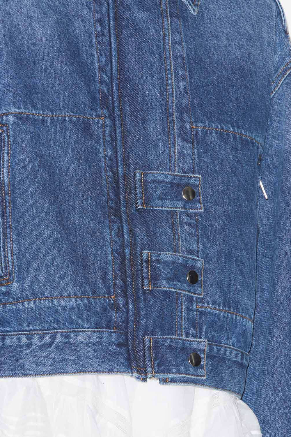 Veste courte workwear en denim uni julie - Bleu - Woman - 3