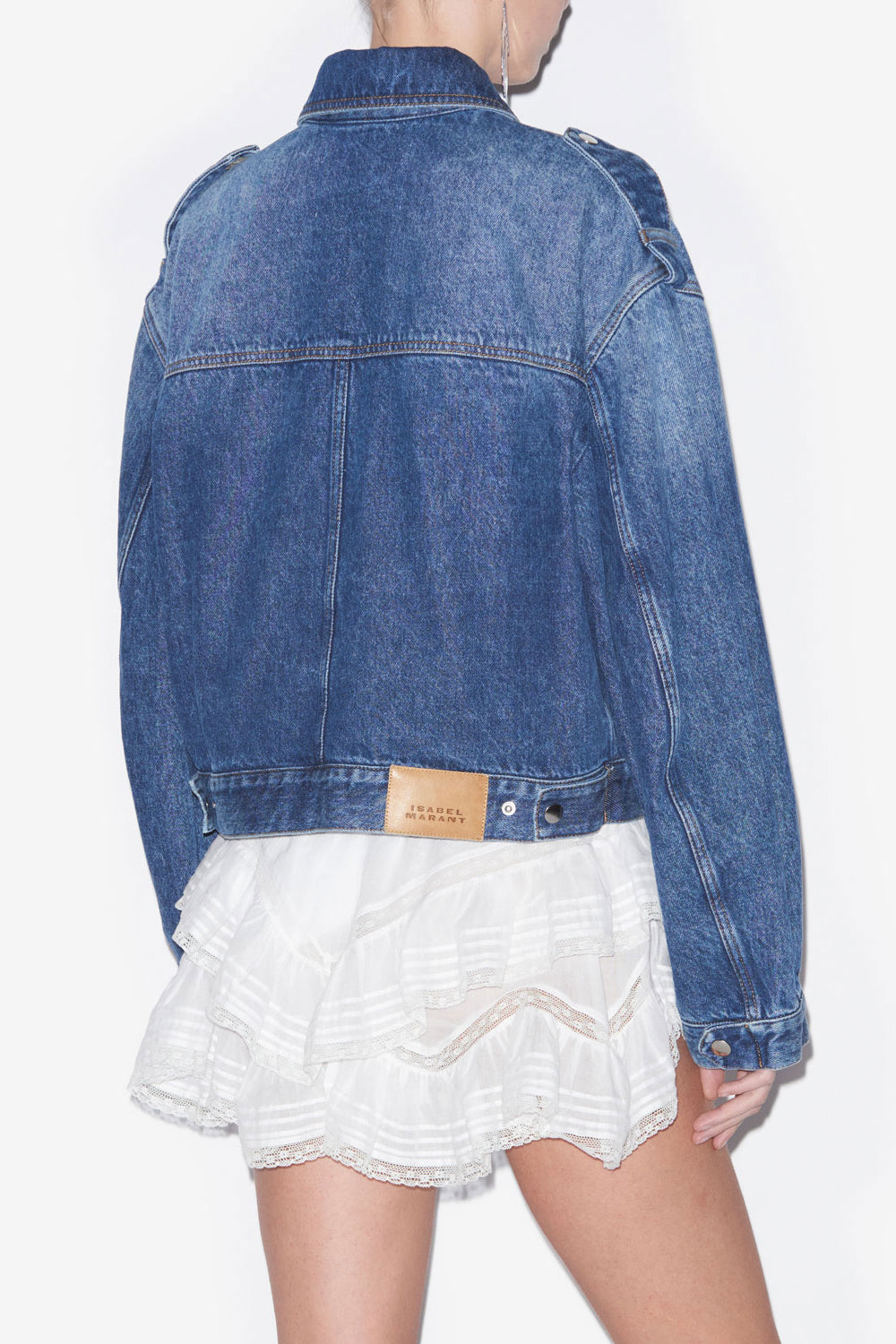 Veste courte workwear en denim uni julie - Bleu - Woman - 5