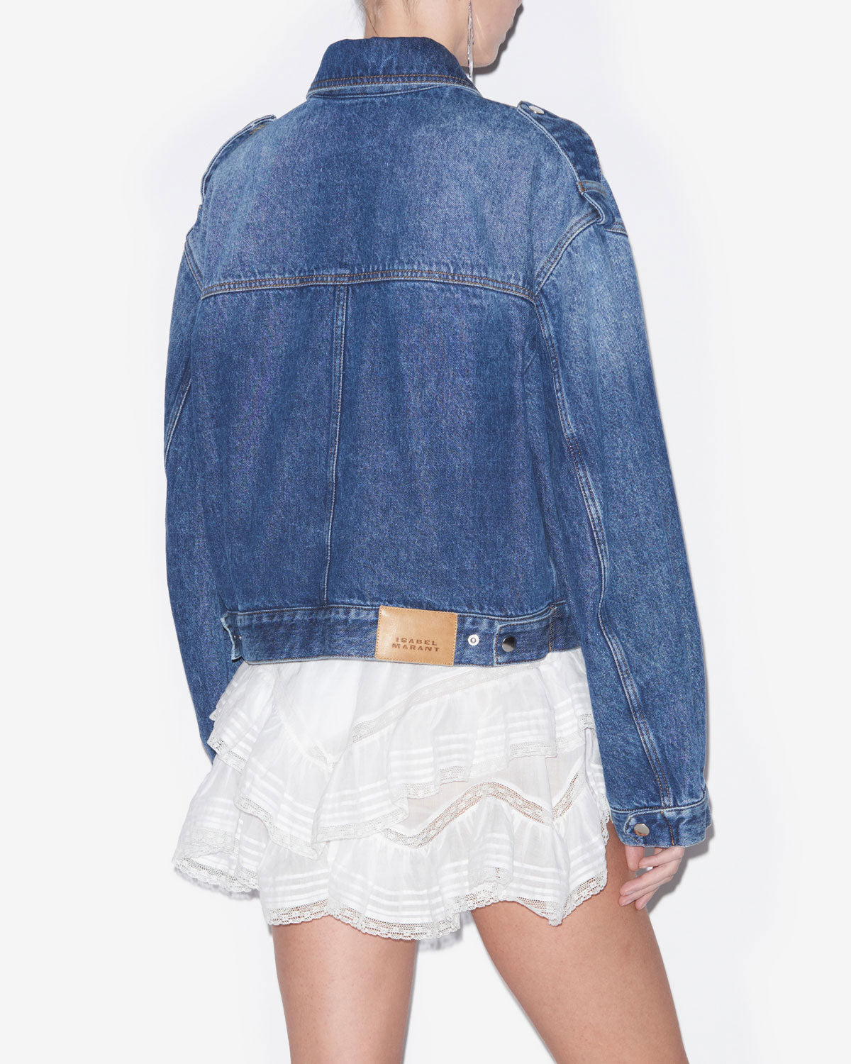 Julie 無地デニム製 ショート丈 ワークウェアジャケット - 青 - Woman - 4