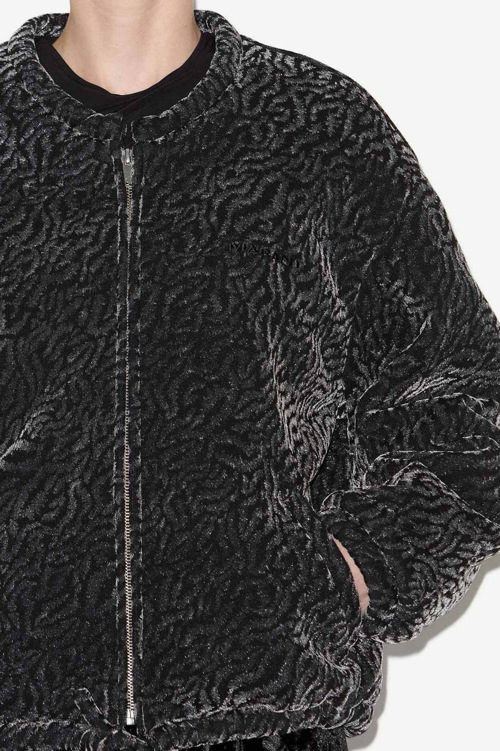 Abelina burnout velvet bomber jacket - Metallic black - Woman - 3