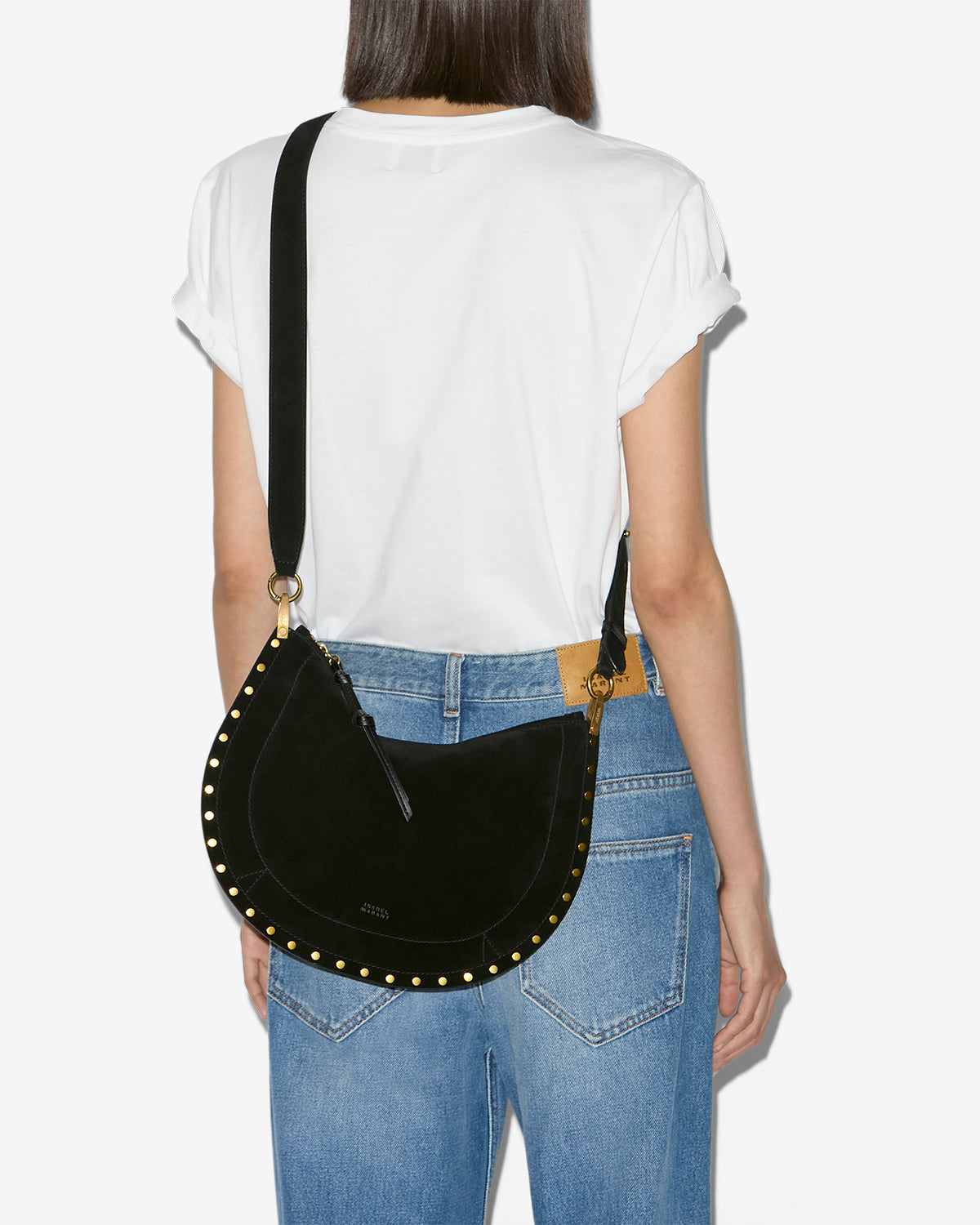 Borsa oskan soft zip in pelle di vitello scamosciata - Nero - Woman - 5