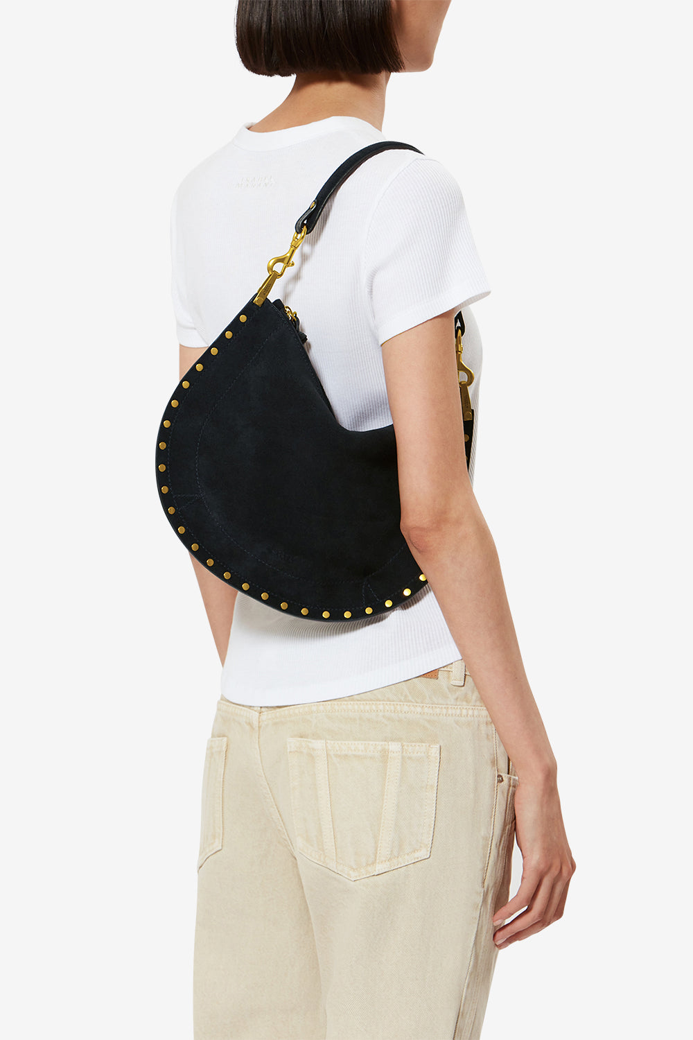 Borsetta oskan hobo soft zip in pelle di vitello scamosciata intrecciata - Dark midnight - Woman - 2