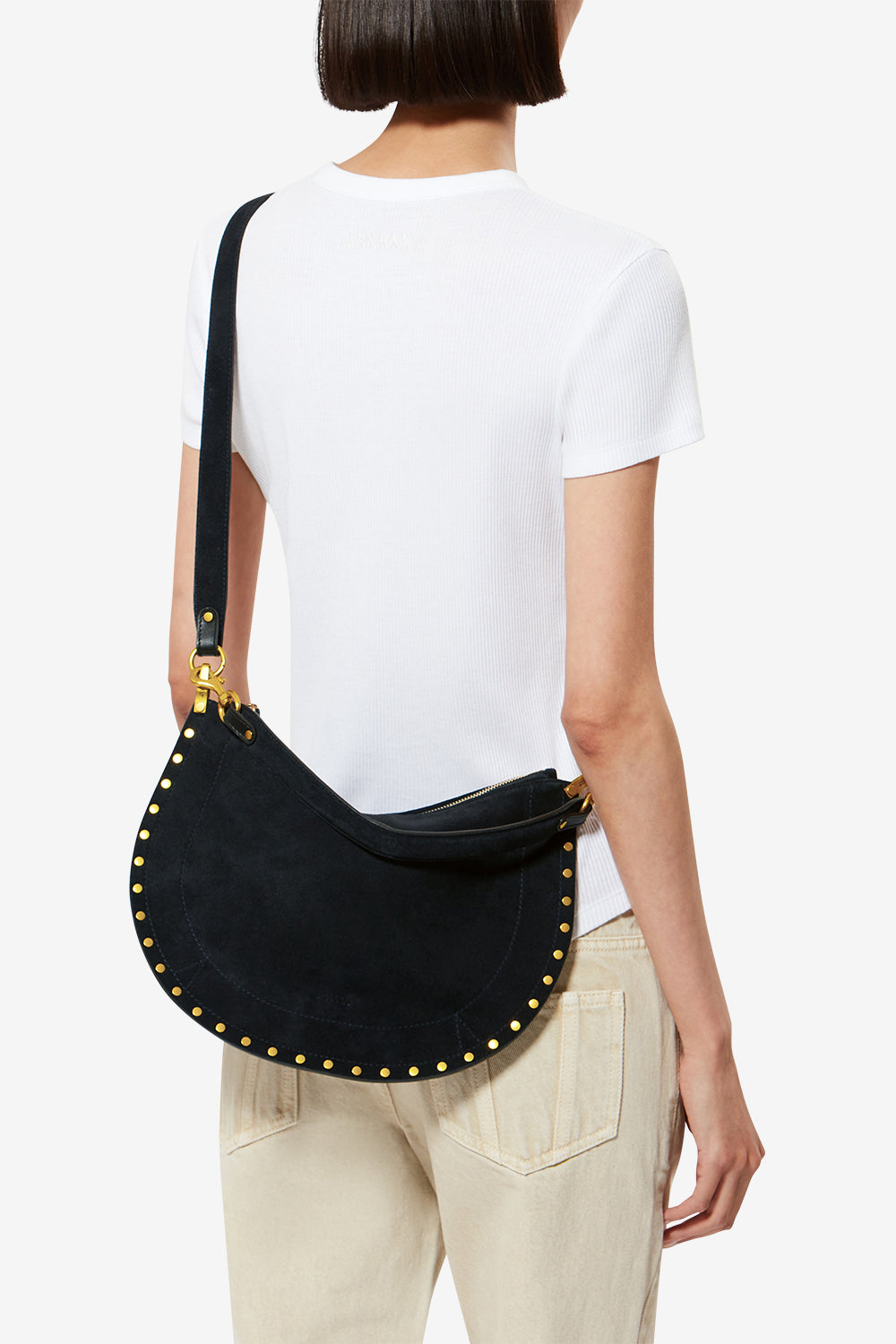 Borsetta oskan hobo soft zip in pelle di vitello scamosciata intrecciata - Dark midnight - Woman - 7