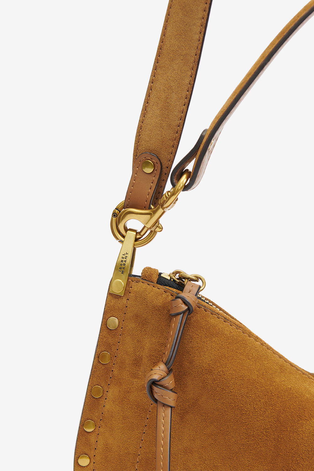 Tasche oskan soft zip aus kalbs-veloursleder - Cognac - Woman - 4