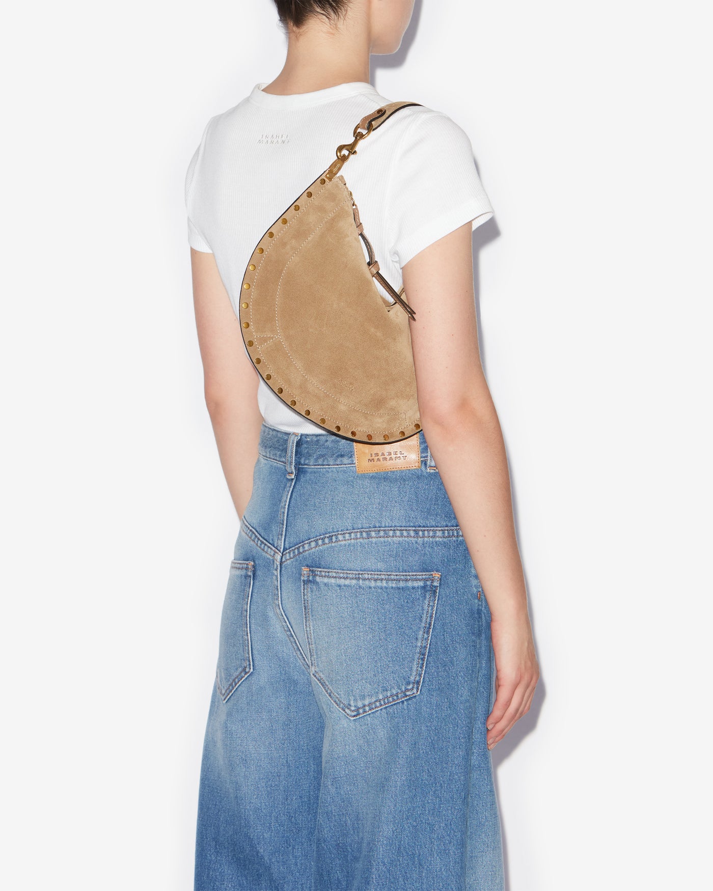 Tasche oskan soft zip aus kalbs-veloursleder - Taupe - Woman - 4