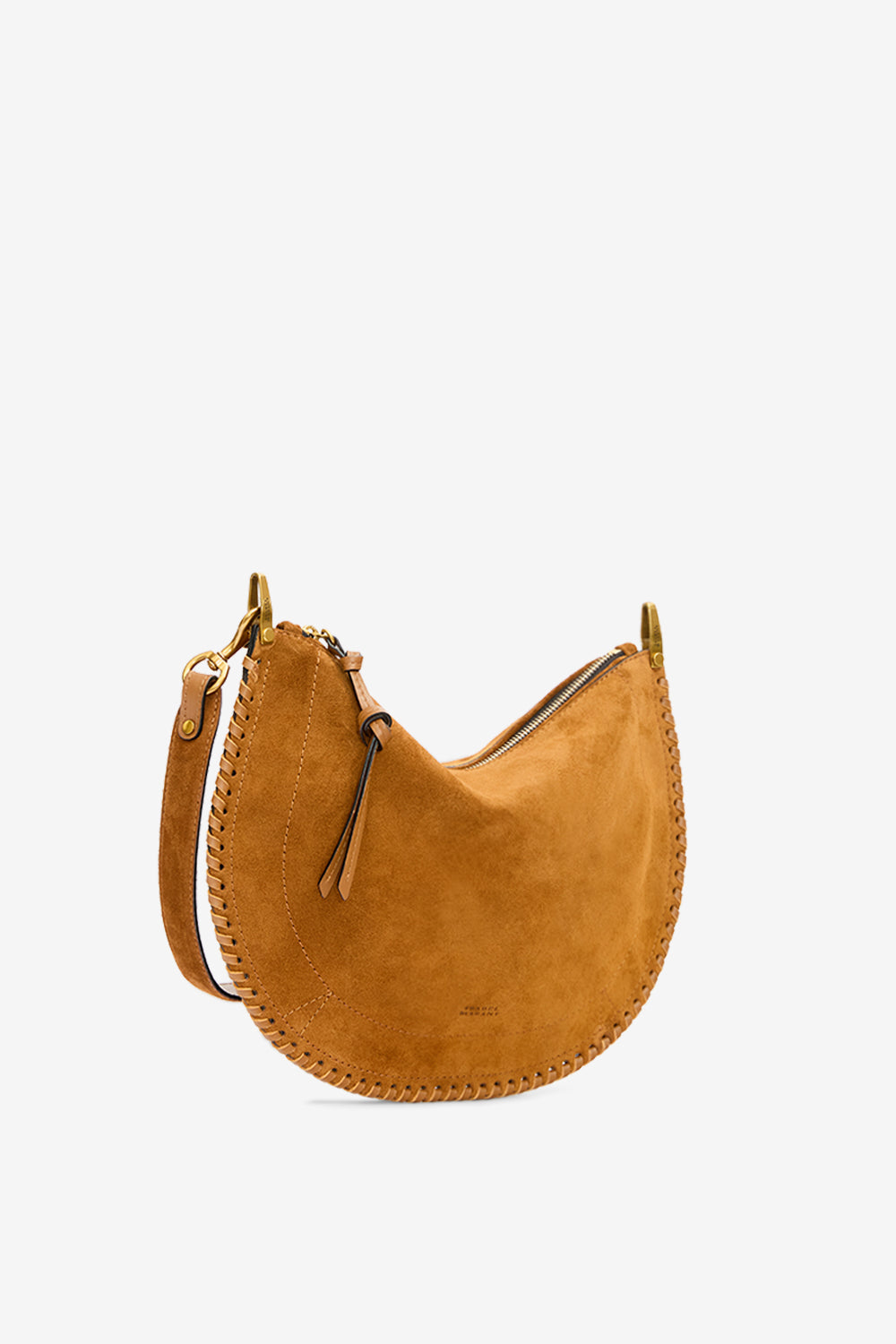 Tasche oskan soft zip aus geflochtenem kalbs-veloursleder - Cognac - Woman - 6