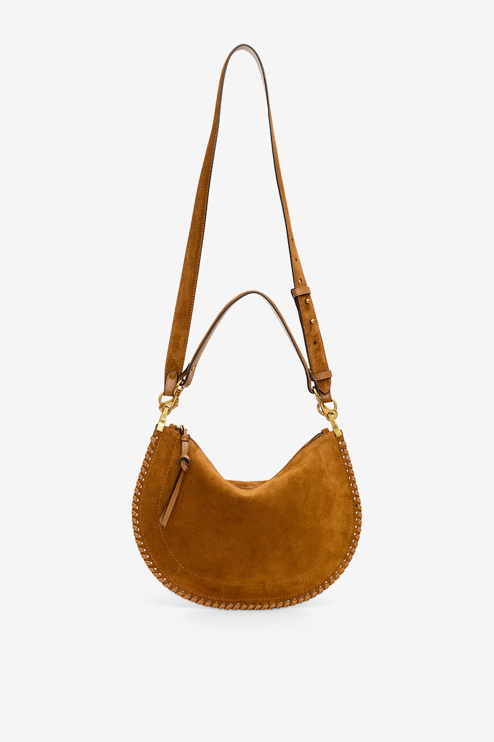 Tasche oskan soft zip aus geflochtenem kalbs-veloursleder - Cognac - Woman - 7