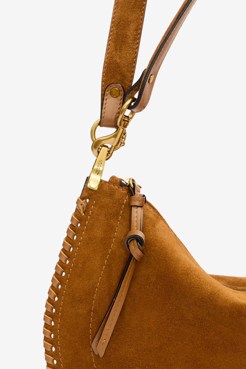 Tasche oskan soft zip aus geflochtenem kalbs-veloursleder - Cognac - Woman - 4
