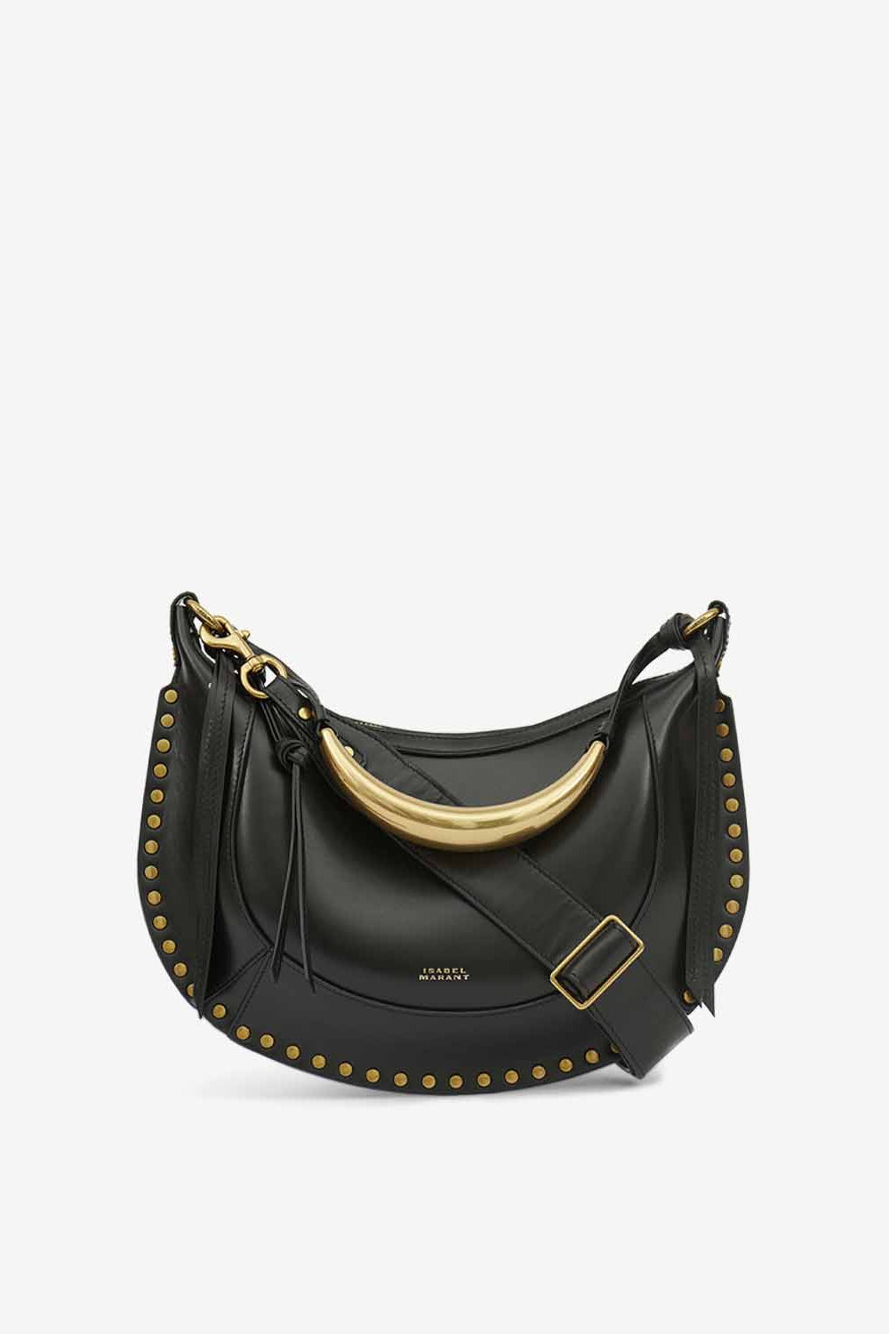 Sac porté main et épaule en cuir de veau naoko - Noir et doré - Woman - 1