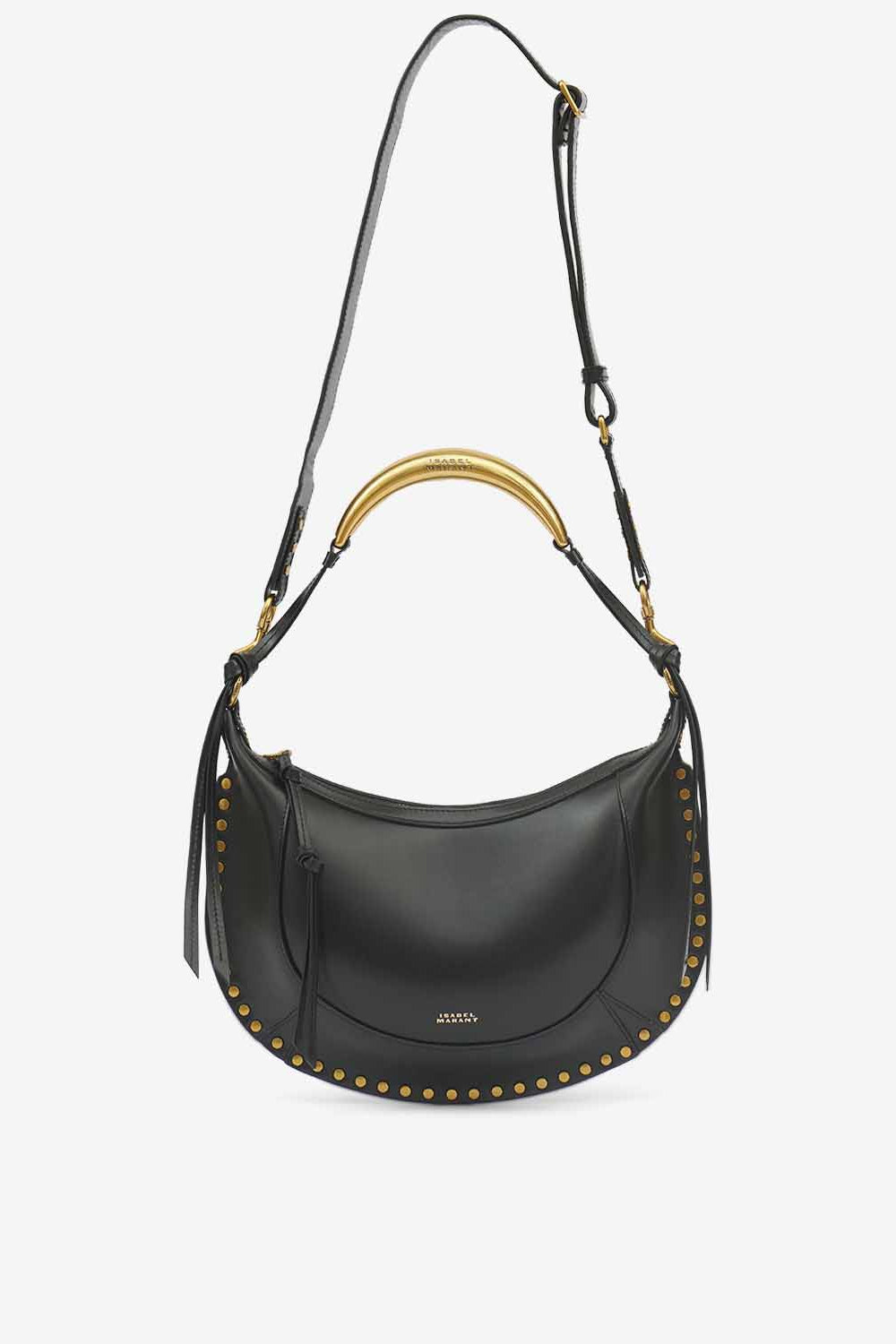 Sac porté main et épaule en cuir de veau naoko - Noir et doré - Woman - 6