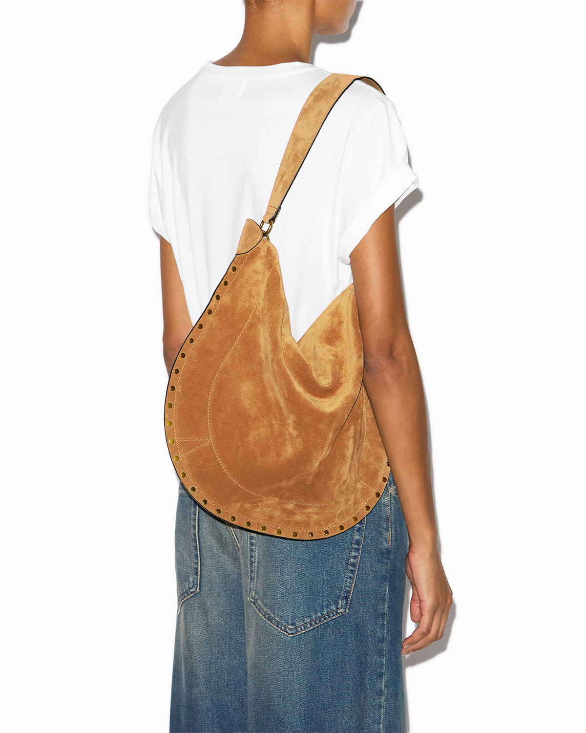 Sac oskan hobo soft en cuir de veau velours  - Cognac - Woman - 4