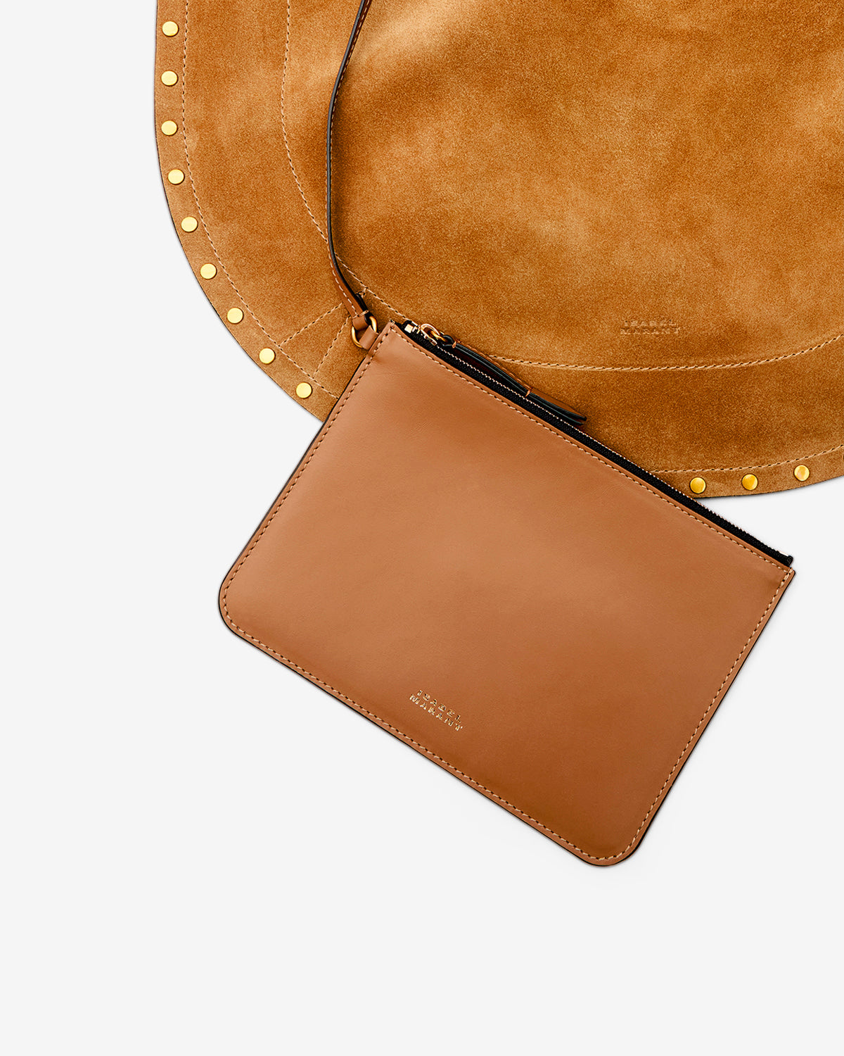 Sac oskan hobo soft en cuir de veau velours  - Cognac - Woman - 3