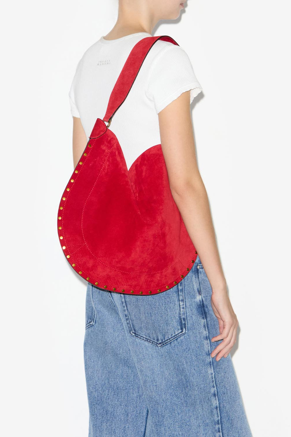Oskan hobo soft suede calfskin leather bag - Scarlet red - Woman - 2