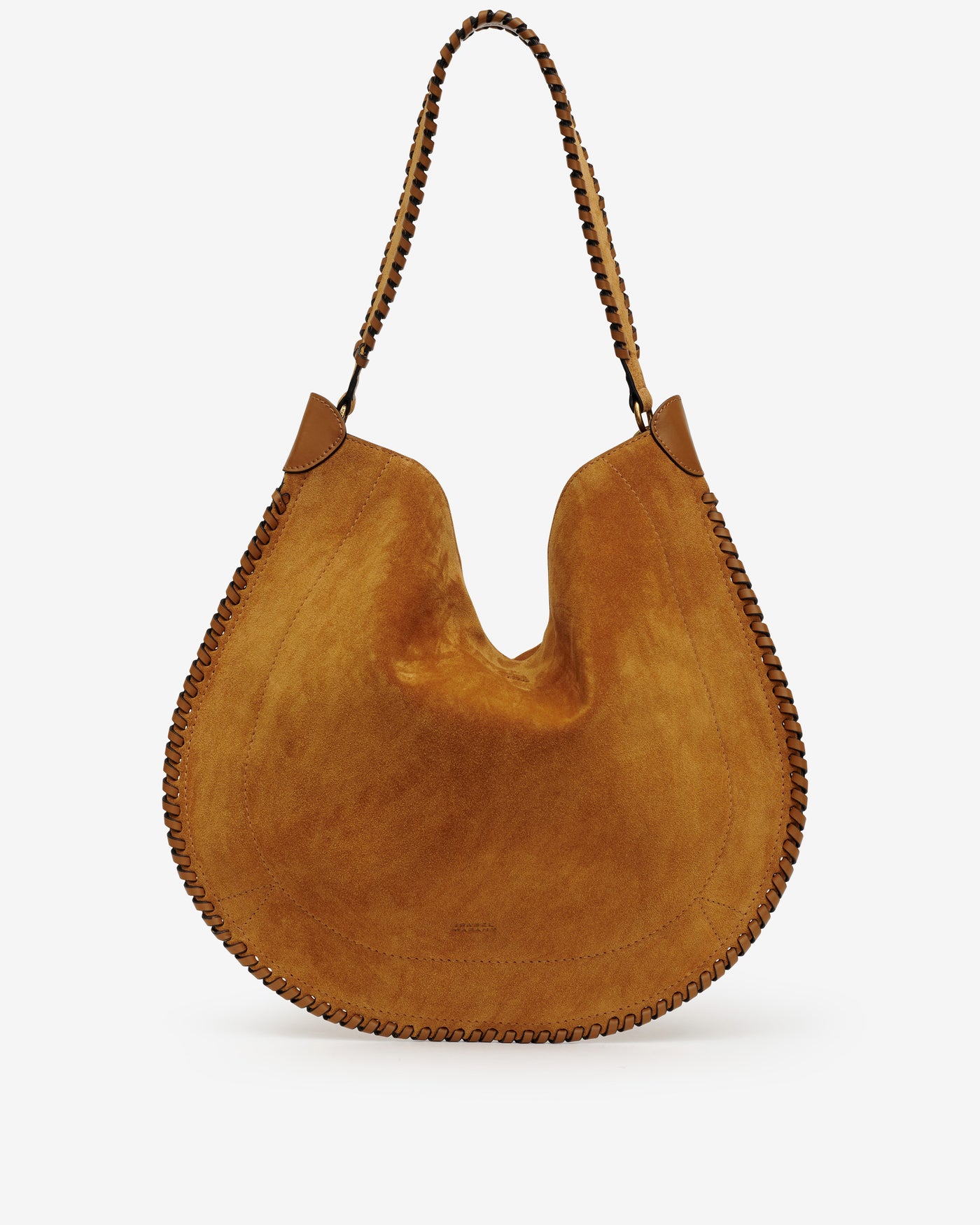 Oskan hobo soft bag in braided suede calfskin leather - Cognac - Woman - 1