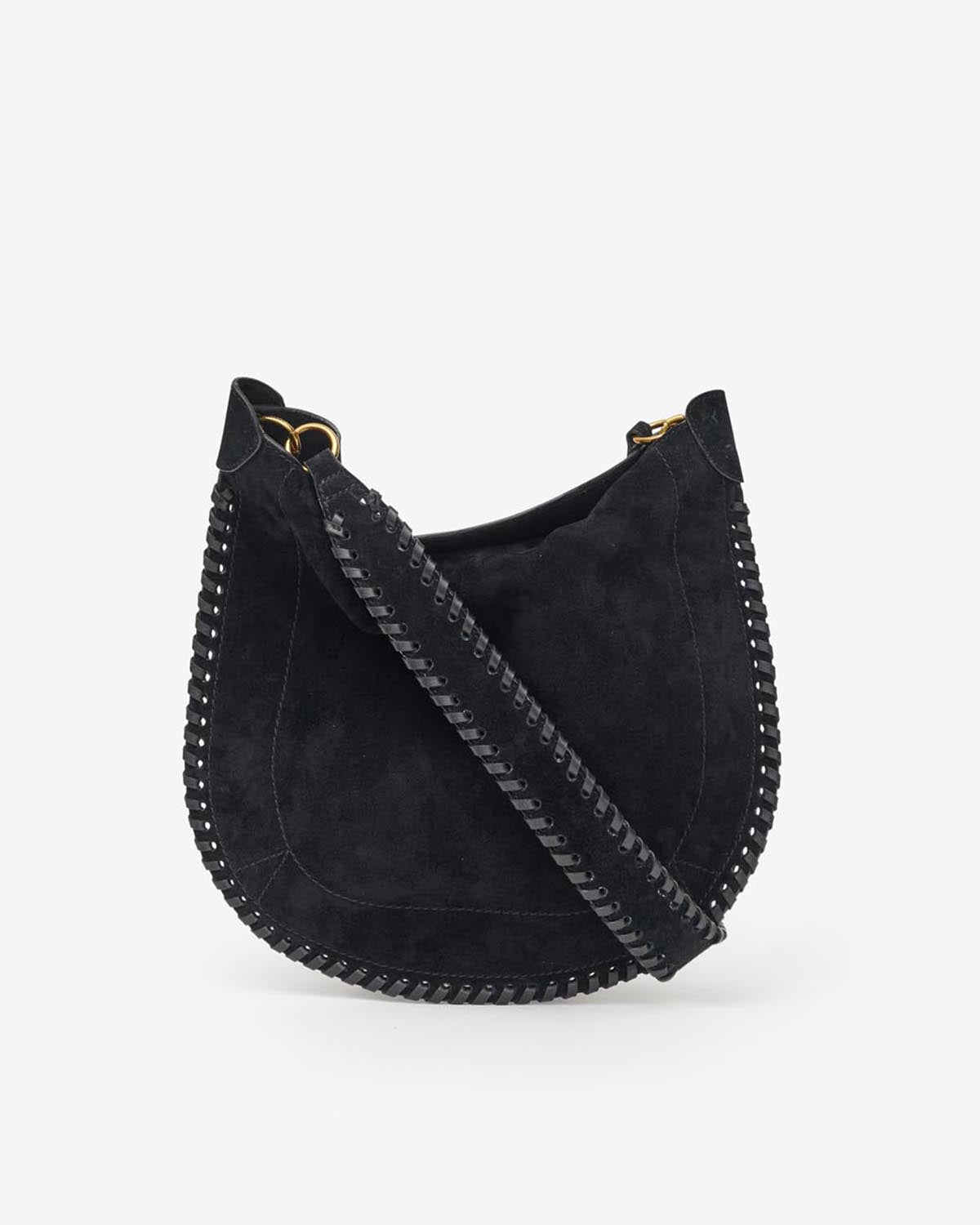Oskan soft bag in braided suede calfskin leather - Black - Woman - 2