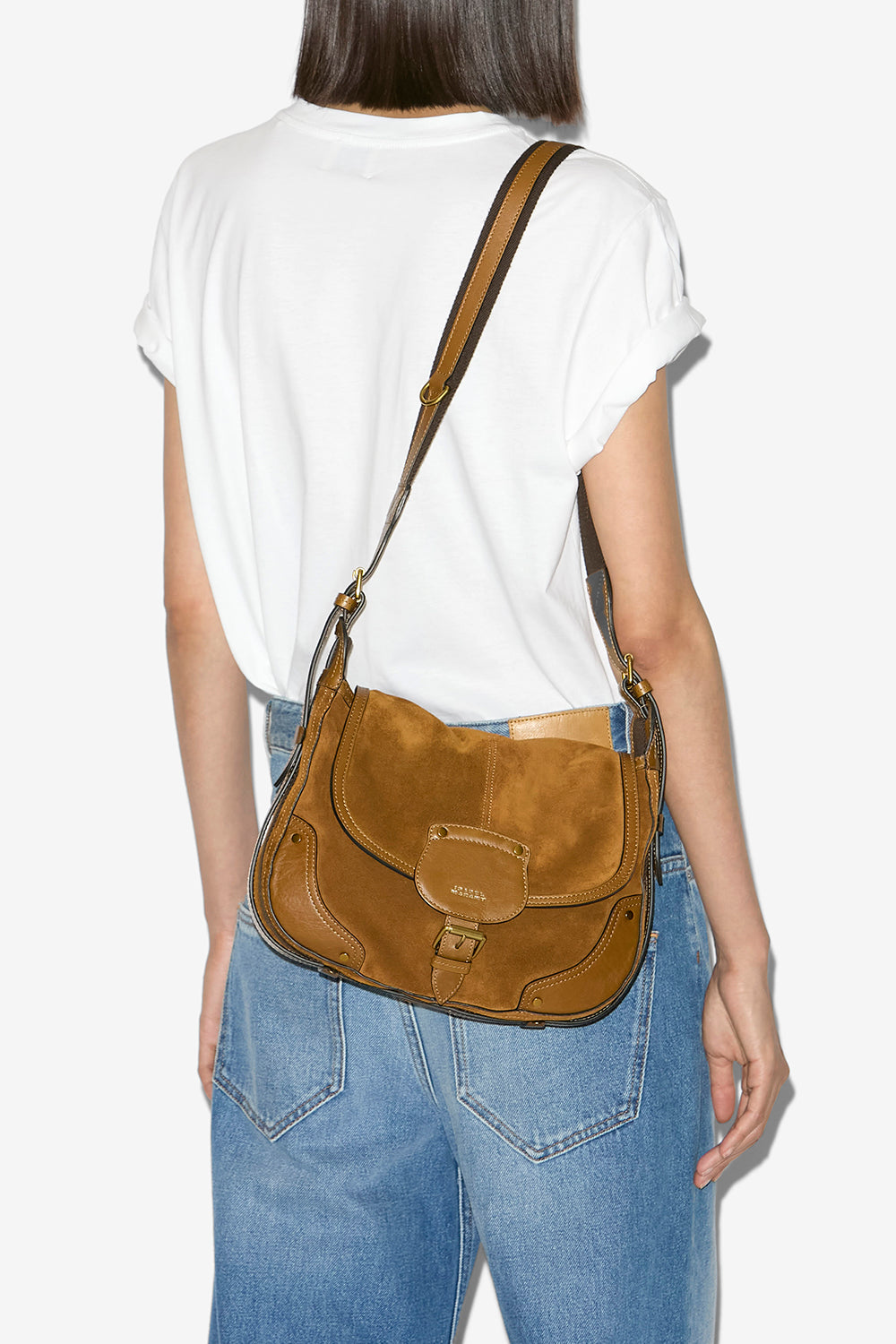 Umhängetasche sierra s aus kalbs-veloursleder - Cognac - Woman - 2