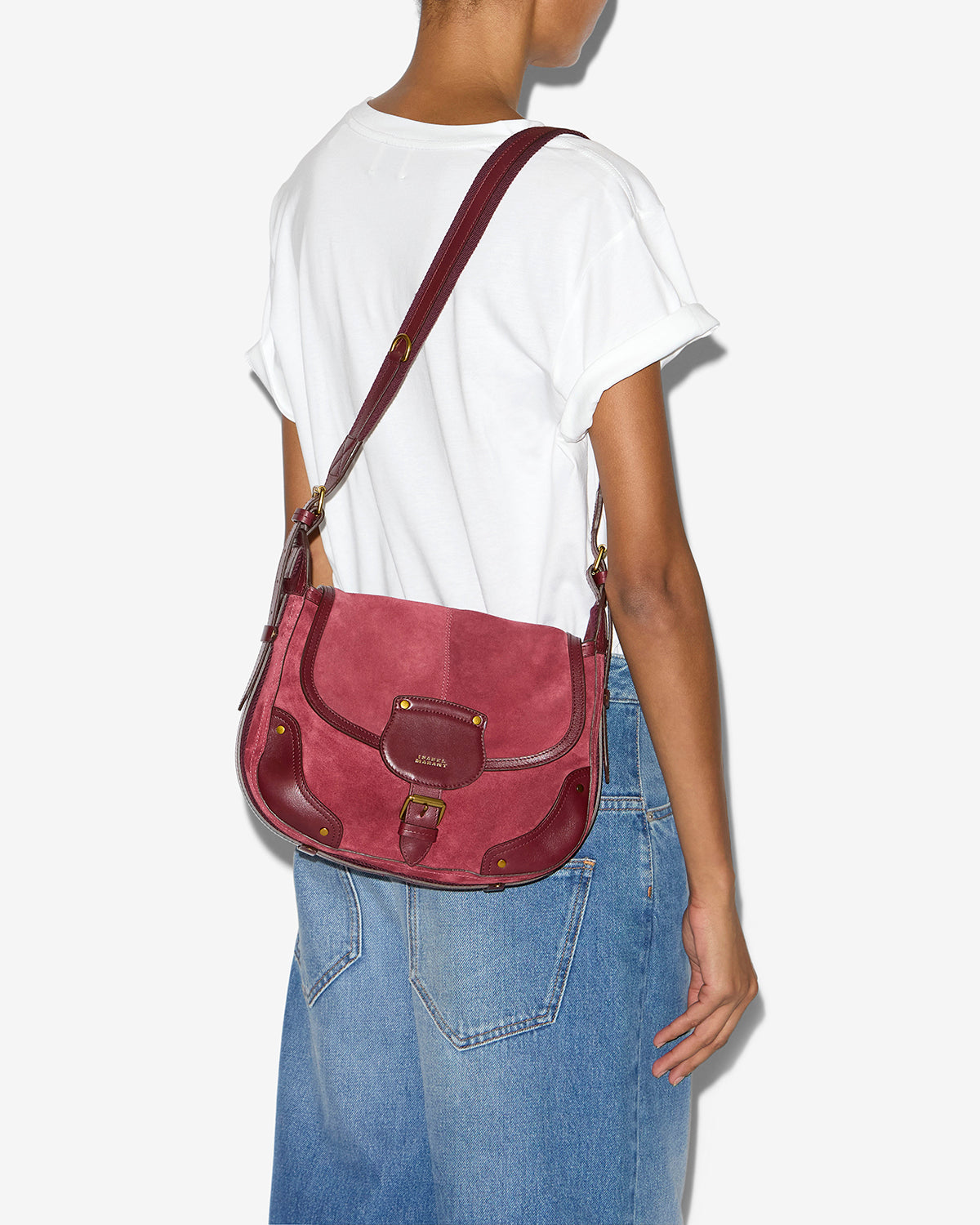 Sac besace sierra s en cuir de veau velours - Berry - Woman - 4