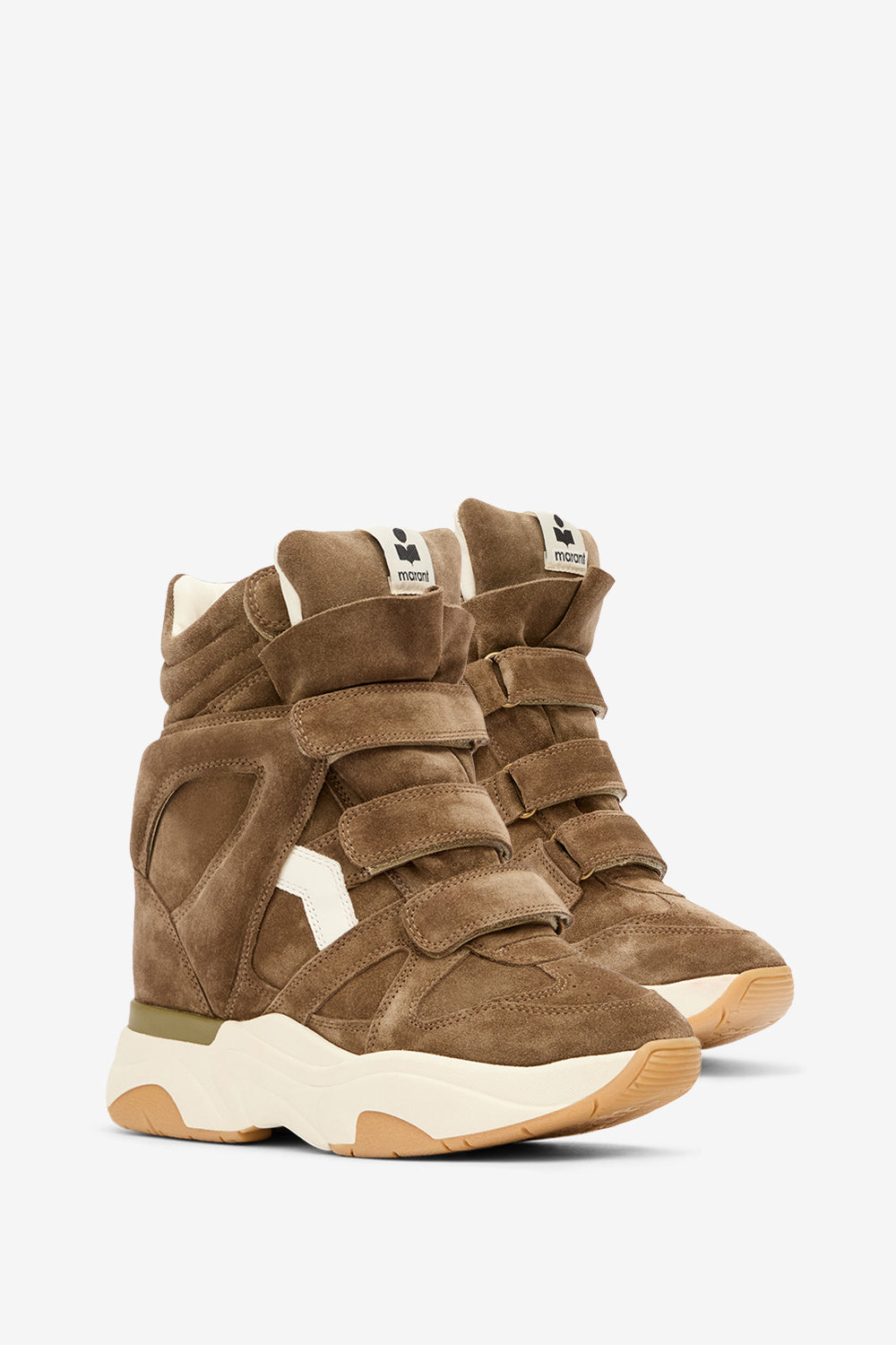 Balskee カーフスエードレザー製 ハイカット プラットフォームスニーカー - Khaki-ecru - Woman - 3