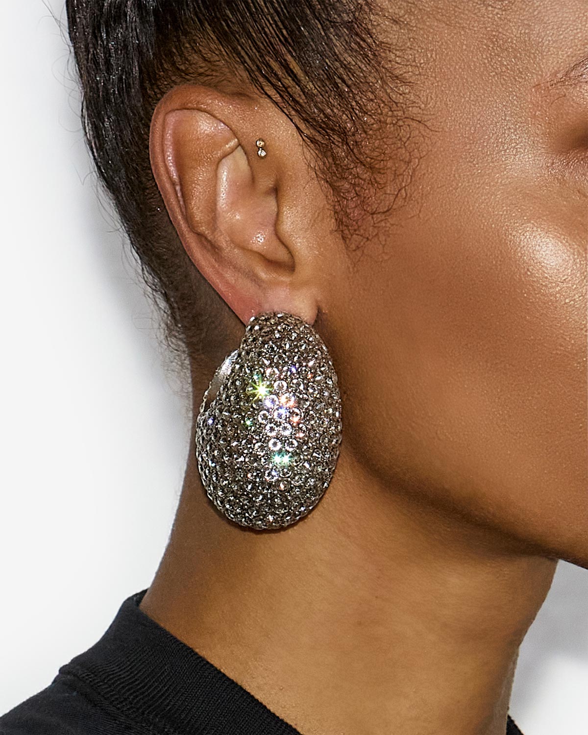 Boucles d'oreilles créoles enjoy à strass - Argenté - Woman - 2