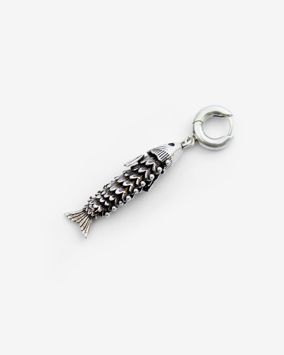 Boucle d'oreille pendante river man forme poisson  - Argent - Man - 2