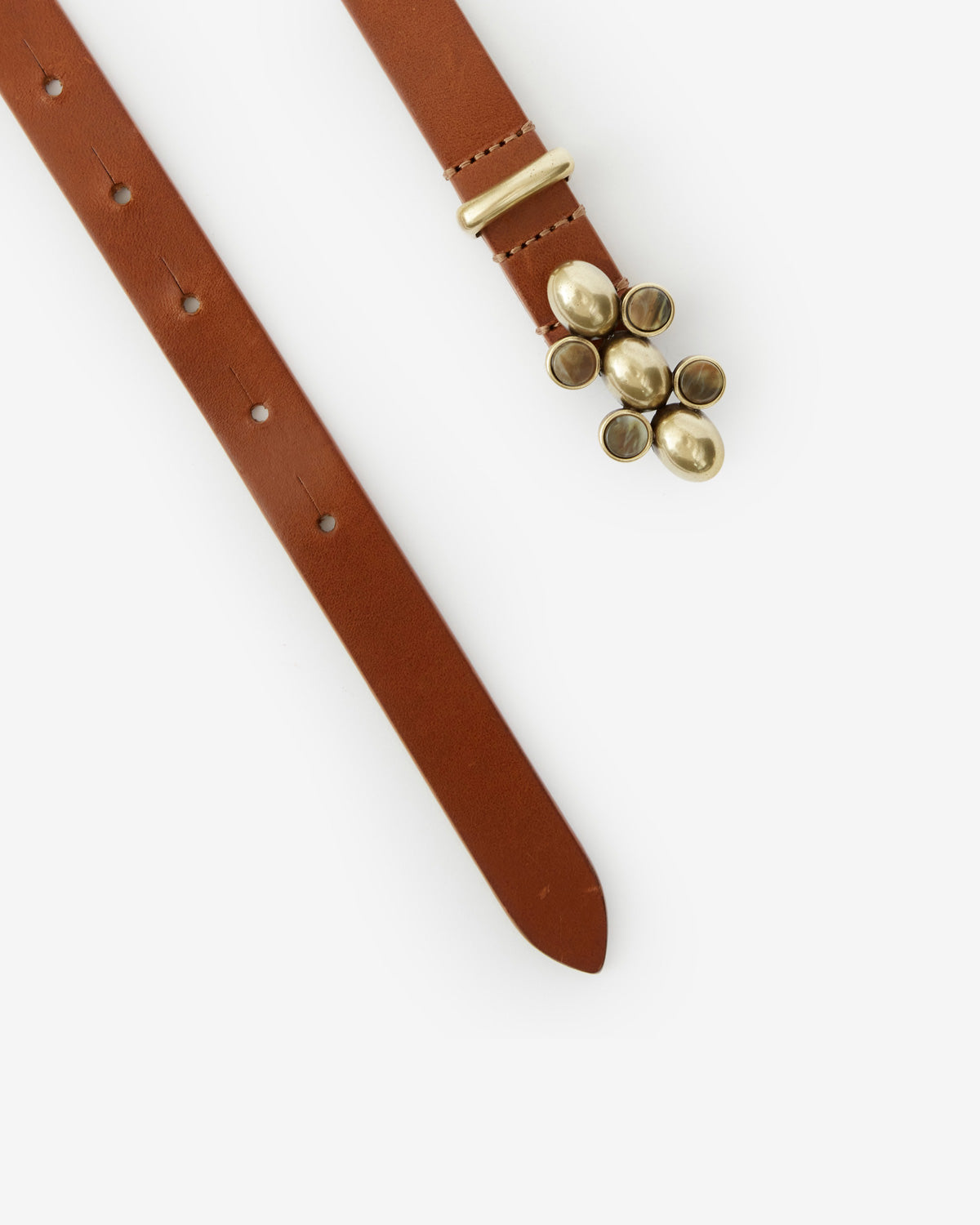 Valdez leather belt with a jewel buckle - Khaki - Woman - 3