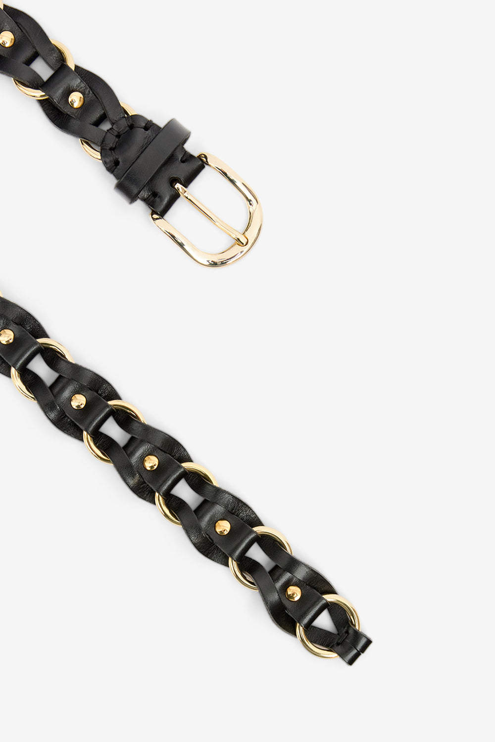 Bali レザー＆メタル編み込み ベルト - Black and gold - Woman - 4